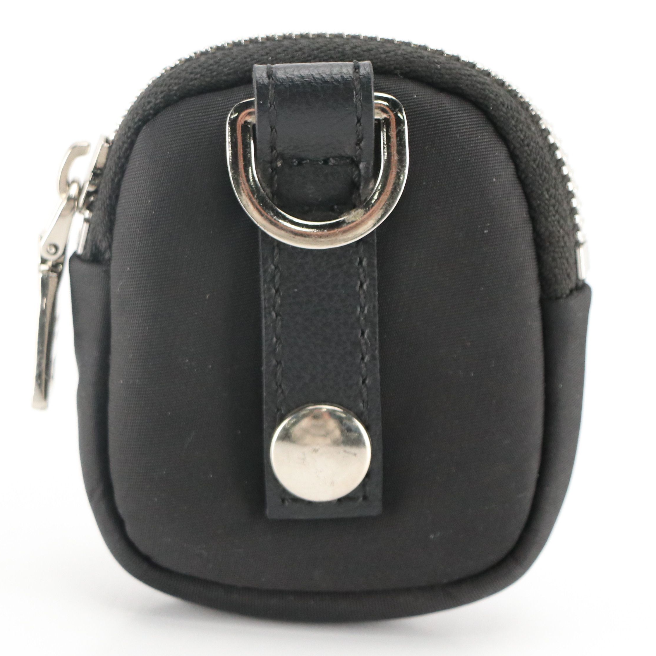 Prada Black Tessuto Nylon Coin Pouch Key Ring