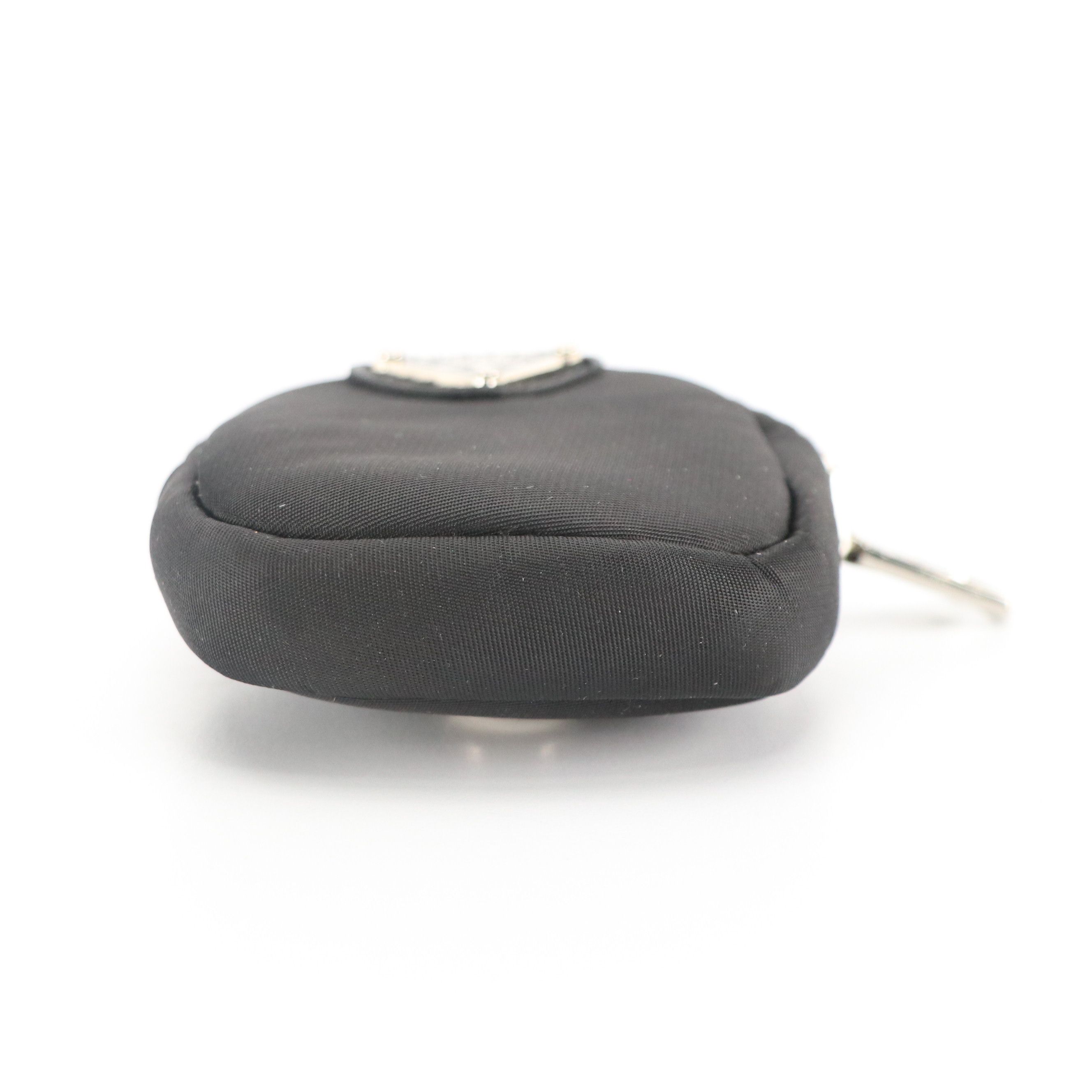 Prada Black Tessuto Nylon Coin Pouch Key Ring