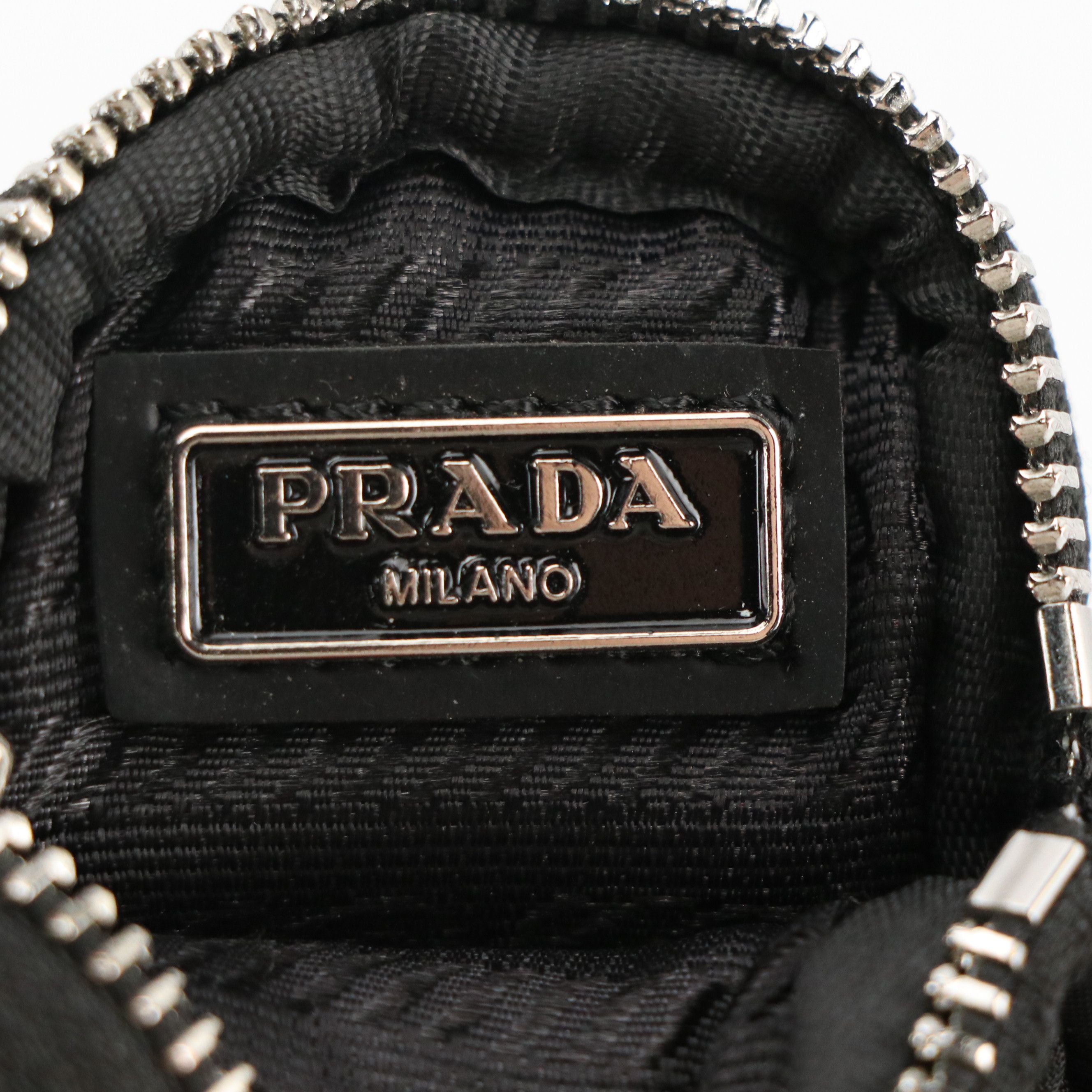 Prada Black Tessuto Nylon Coin Pouch Key Ring