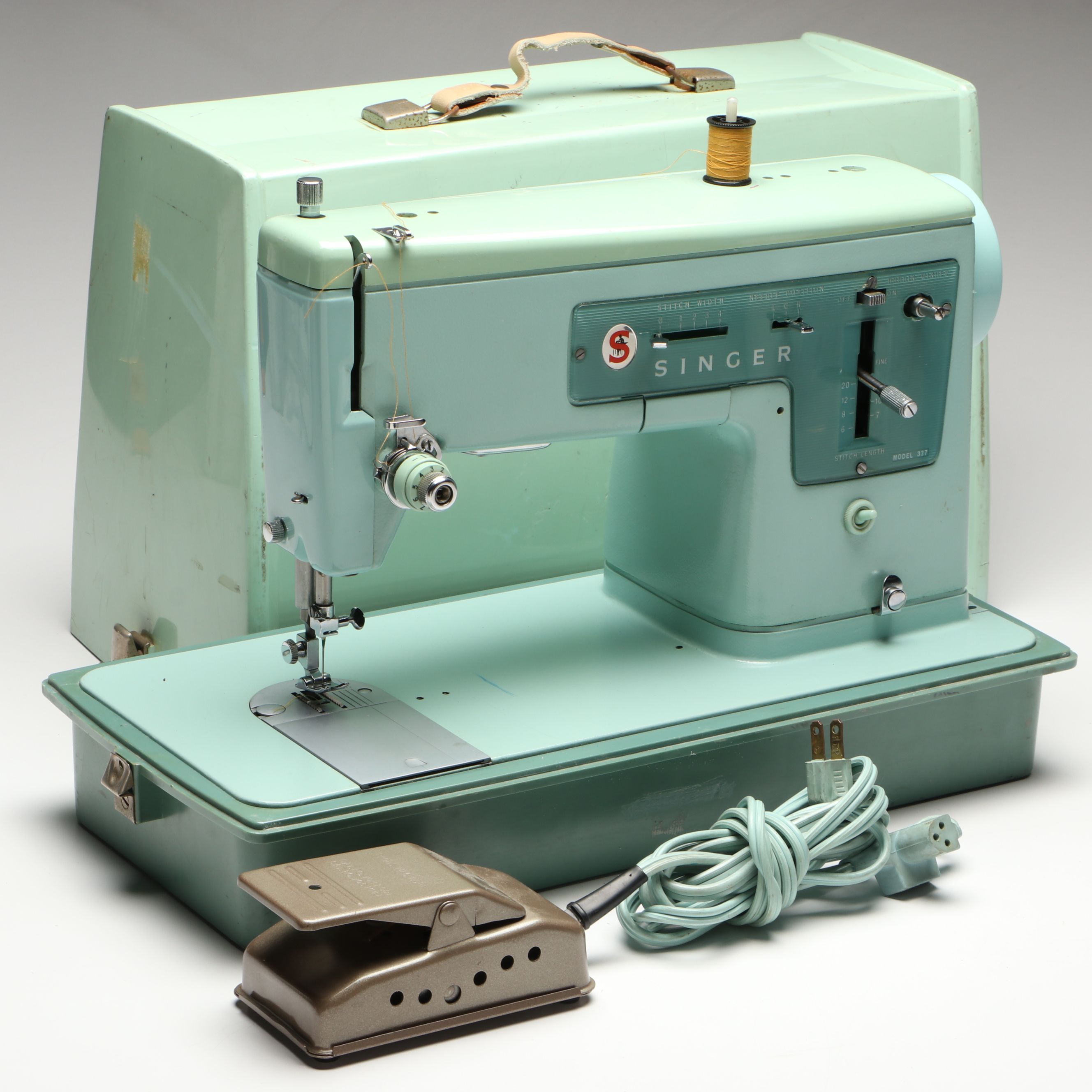 Singer Model 337 Electric Sewing Machine with Carrying Case, 1960s