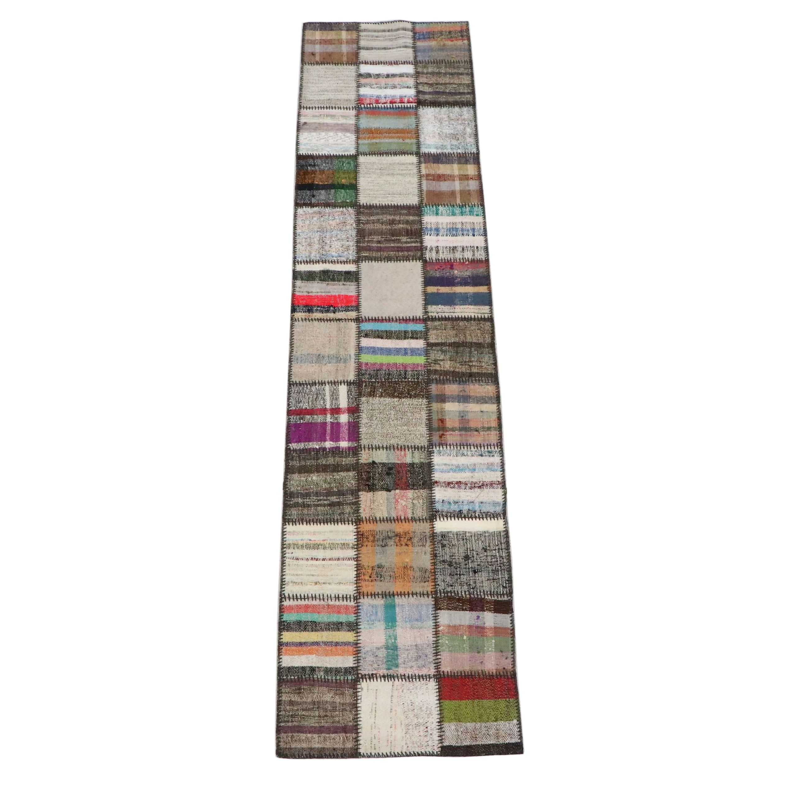 2'4 x 10'3 Handmade Turkish Patchwork Carpet Runner