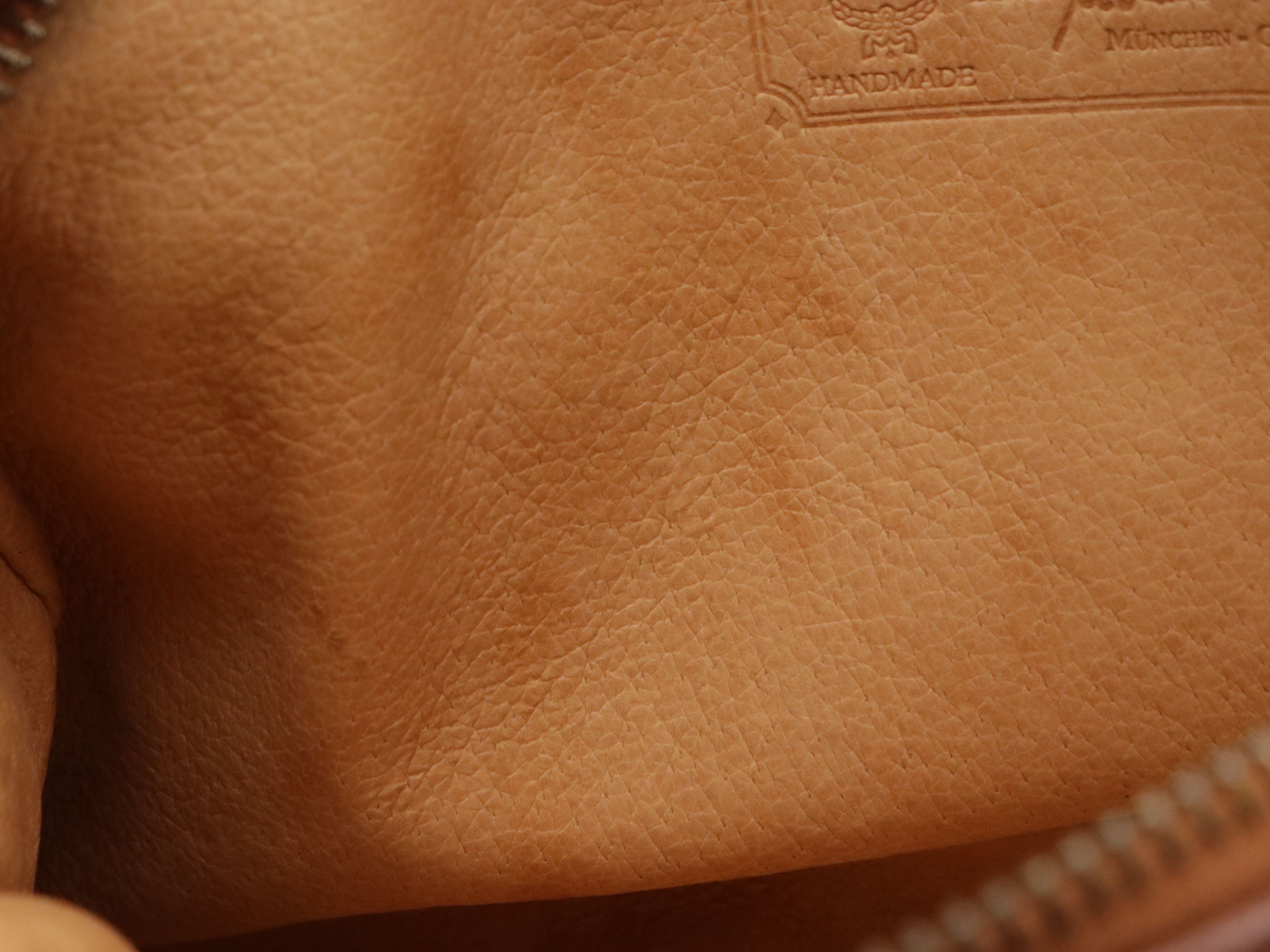 MCM Crossbody Camera Bag in Cognac Visetos Canvas and Brown Leather