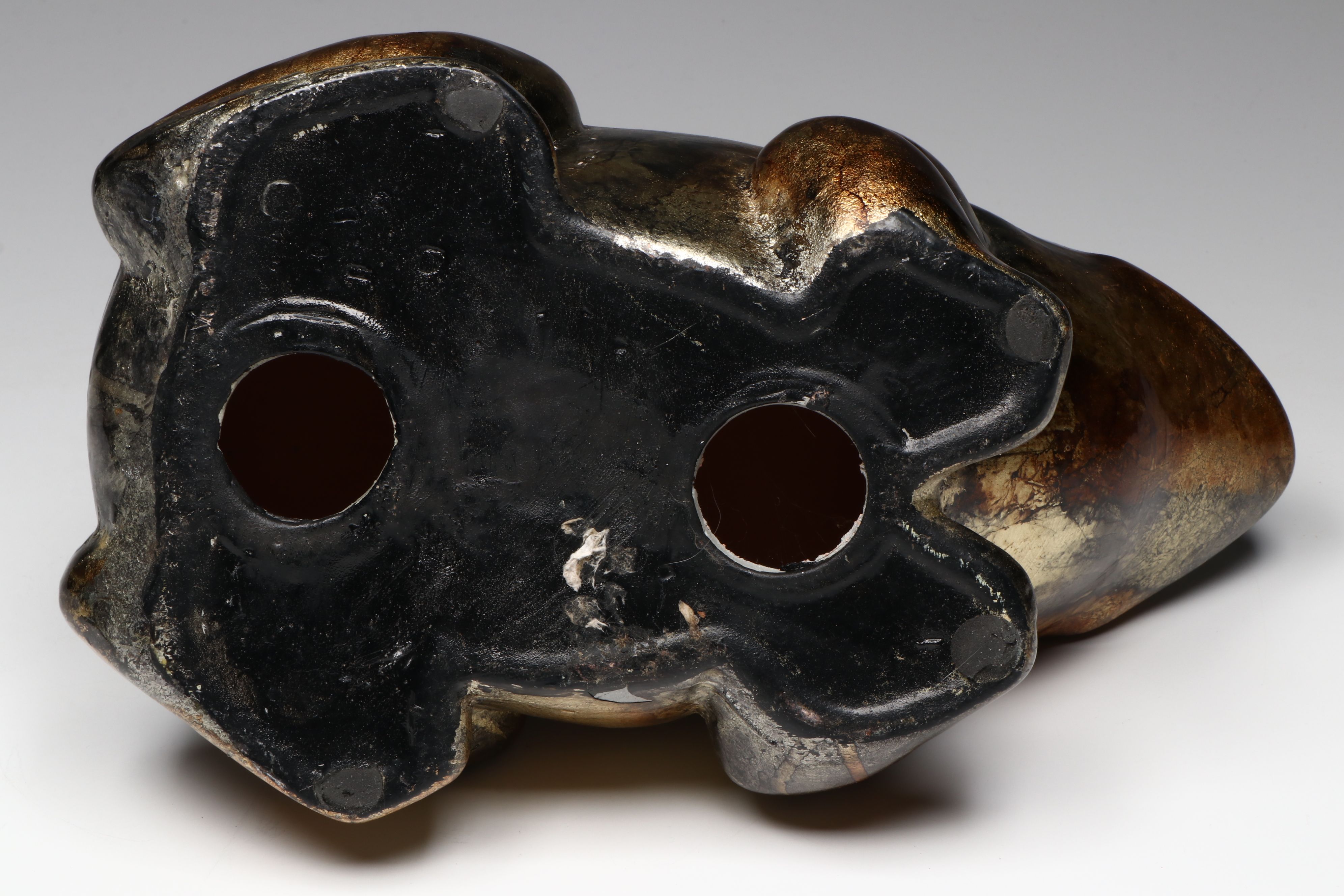 Green and Yellow Ceramic Frog with Metal Frog Rain Gauge and Other Décor