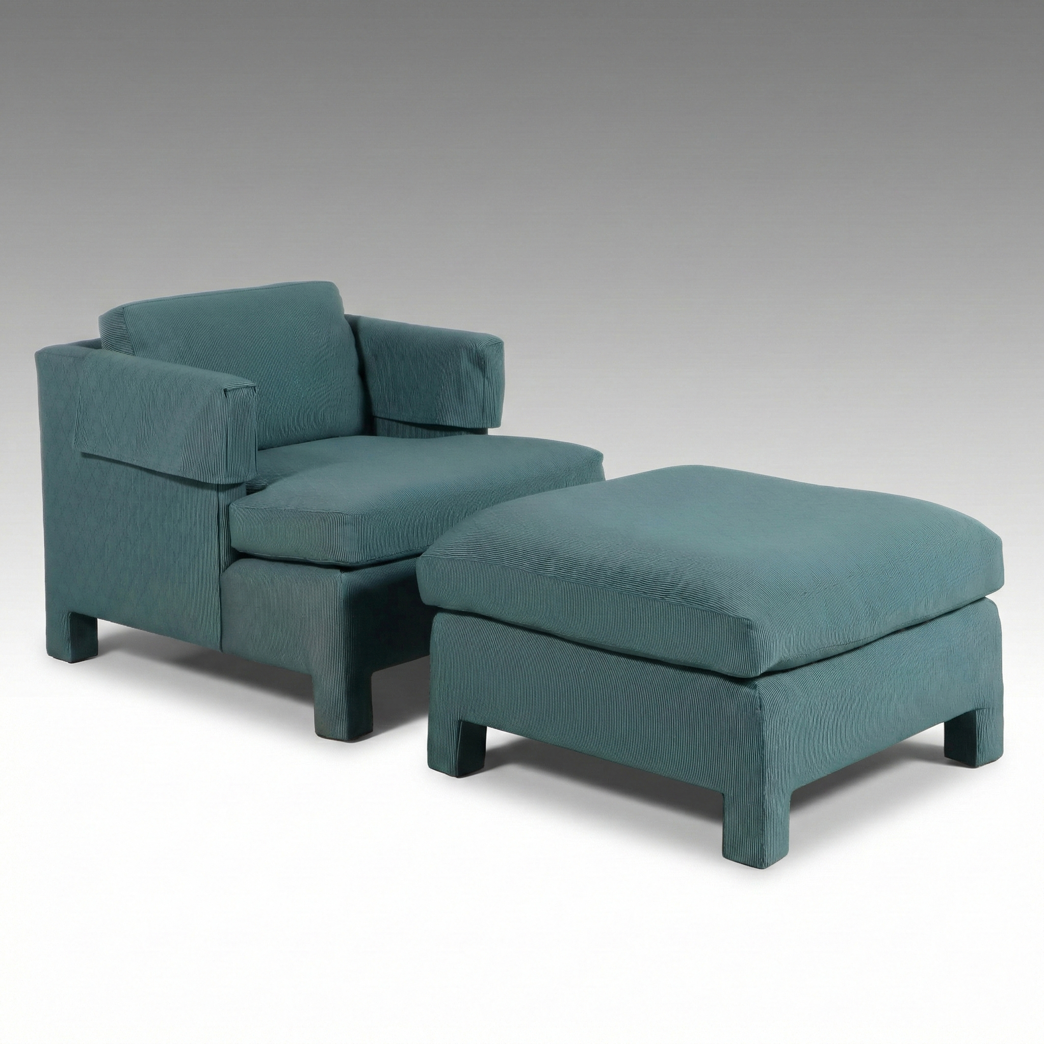 Custom Upholstered Club Chair and Matching Ottoman