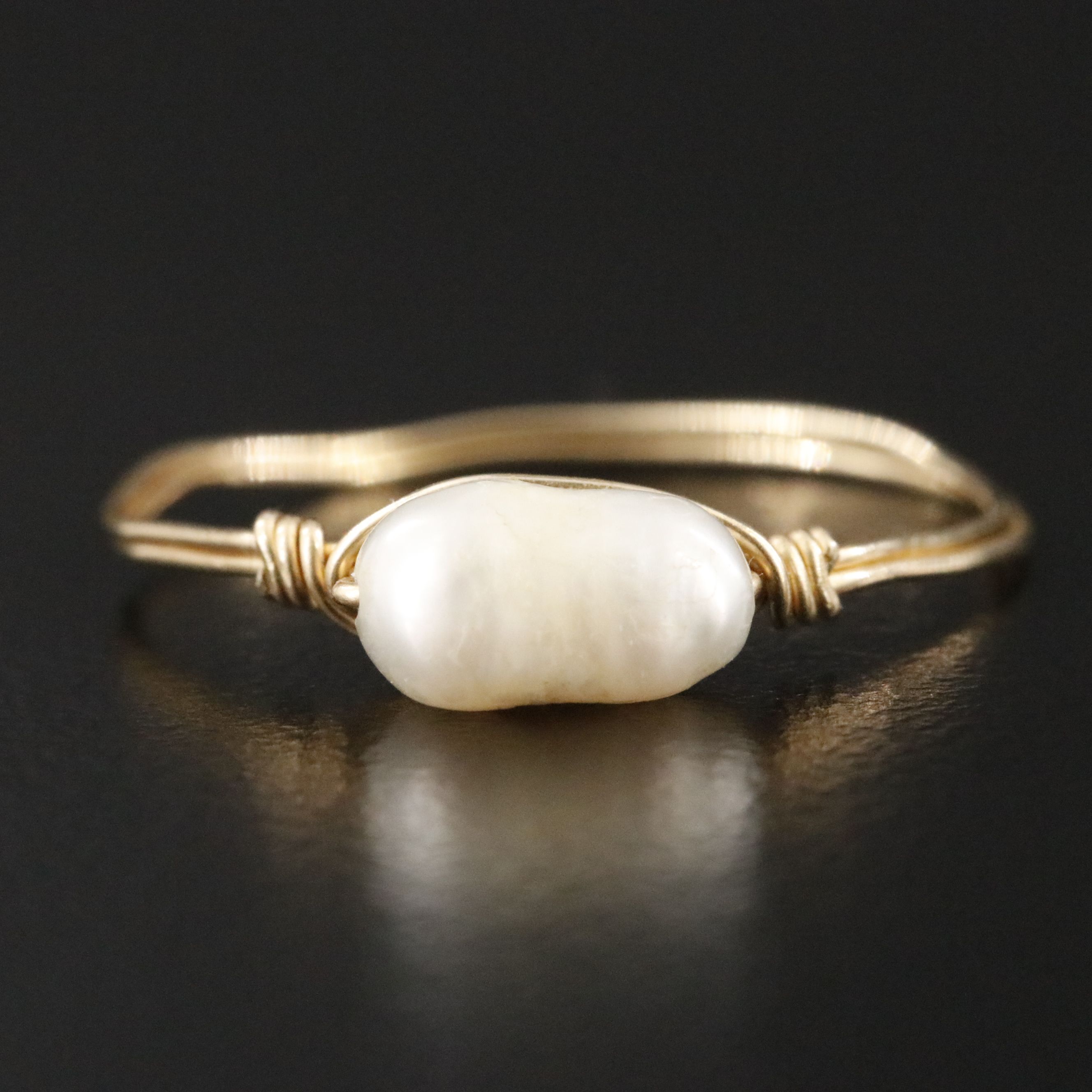 Wire Wrapped Pearl Ring