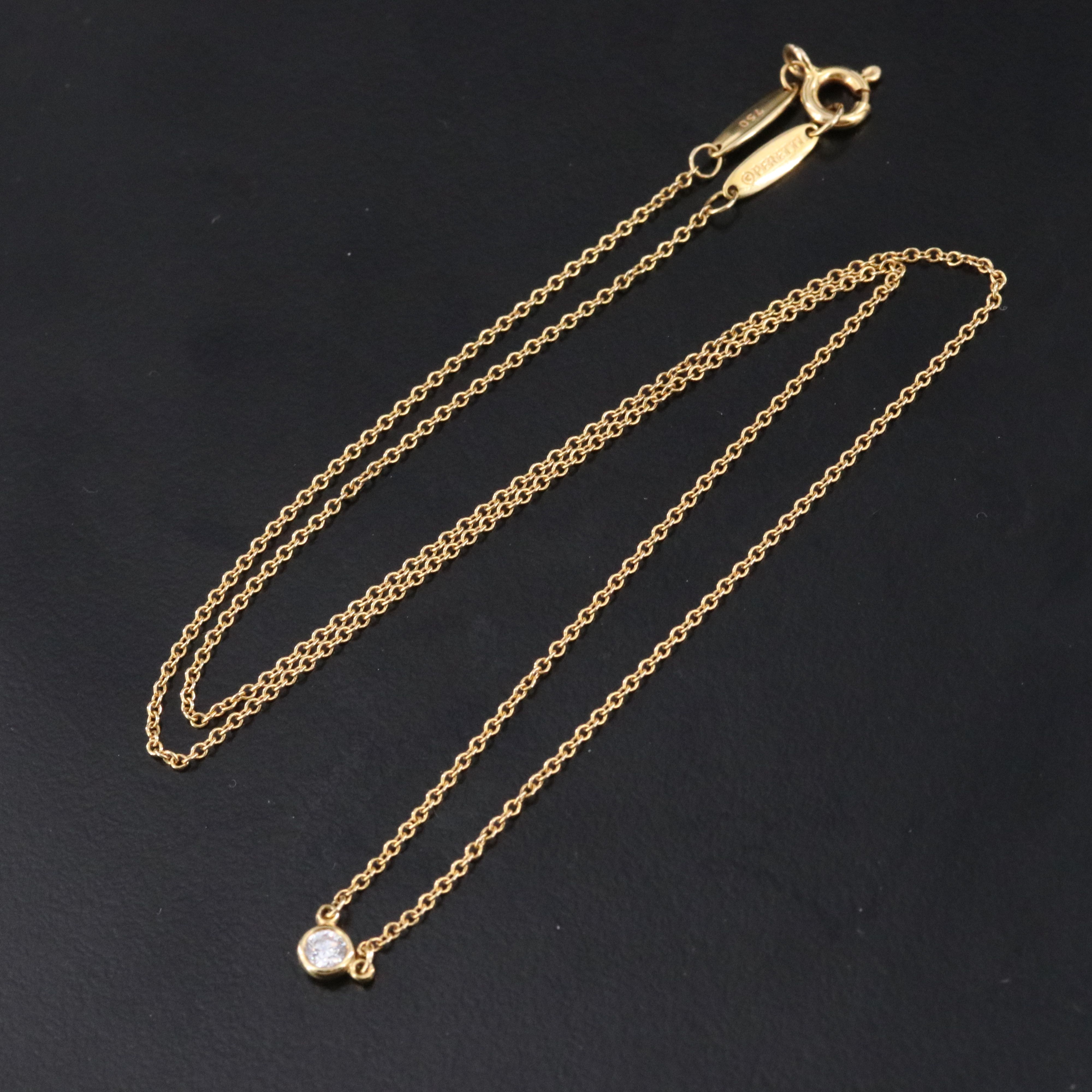 Elsa Peretti for Tiffany & Co. 18K Diamond Solitaire Necklace