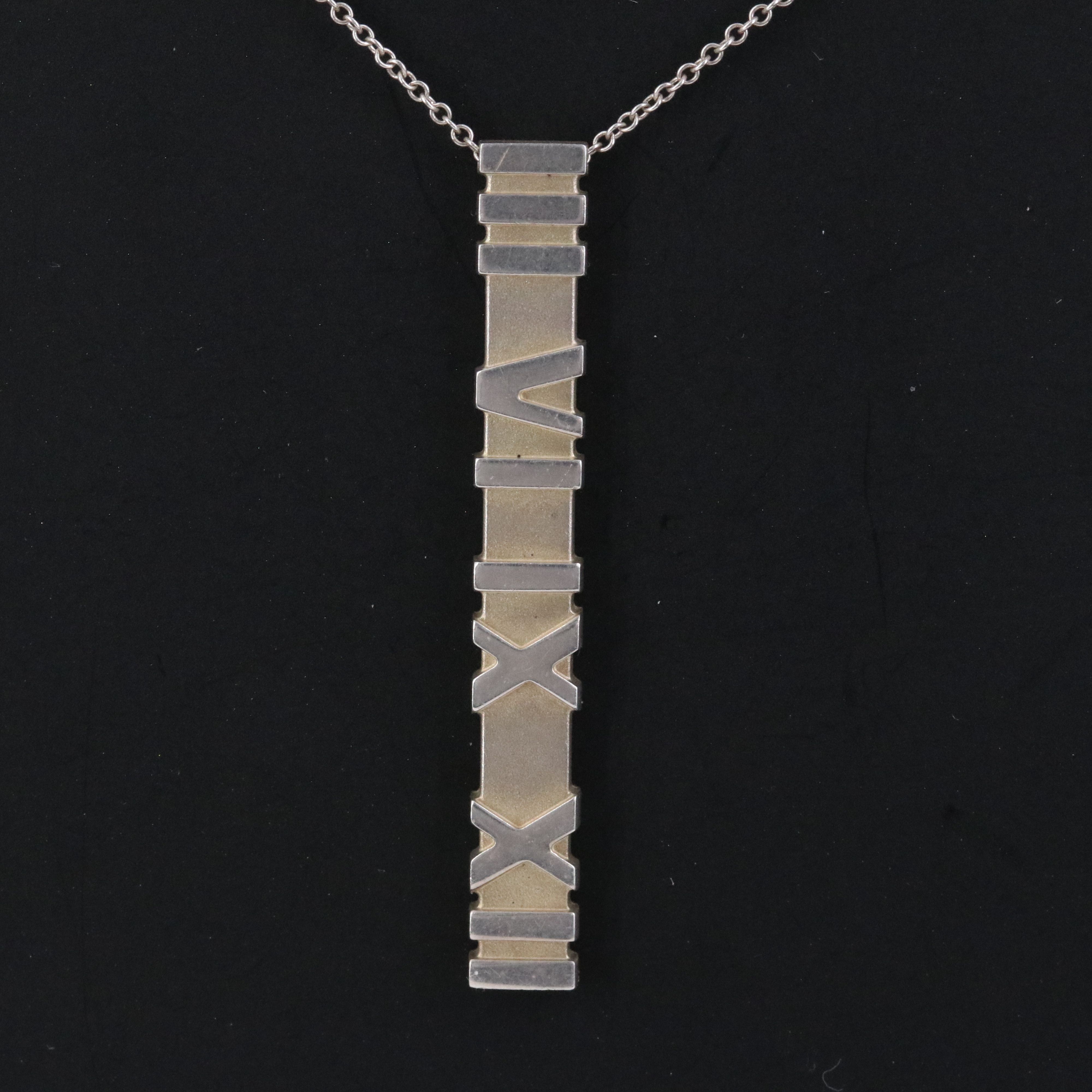 Tiffany & Co. Sterling Atlas Bar Pendant Necklace