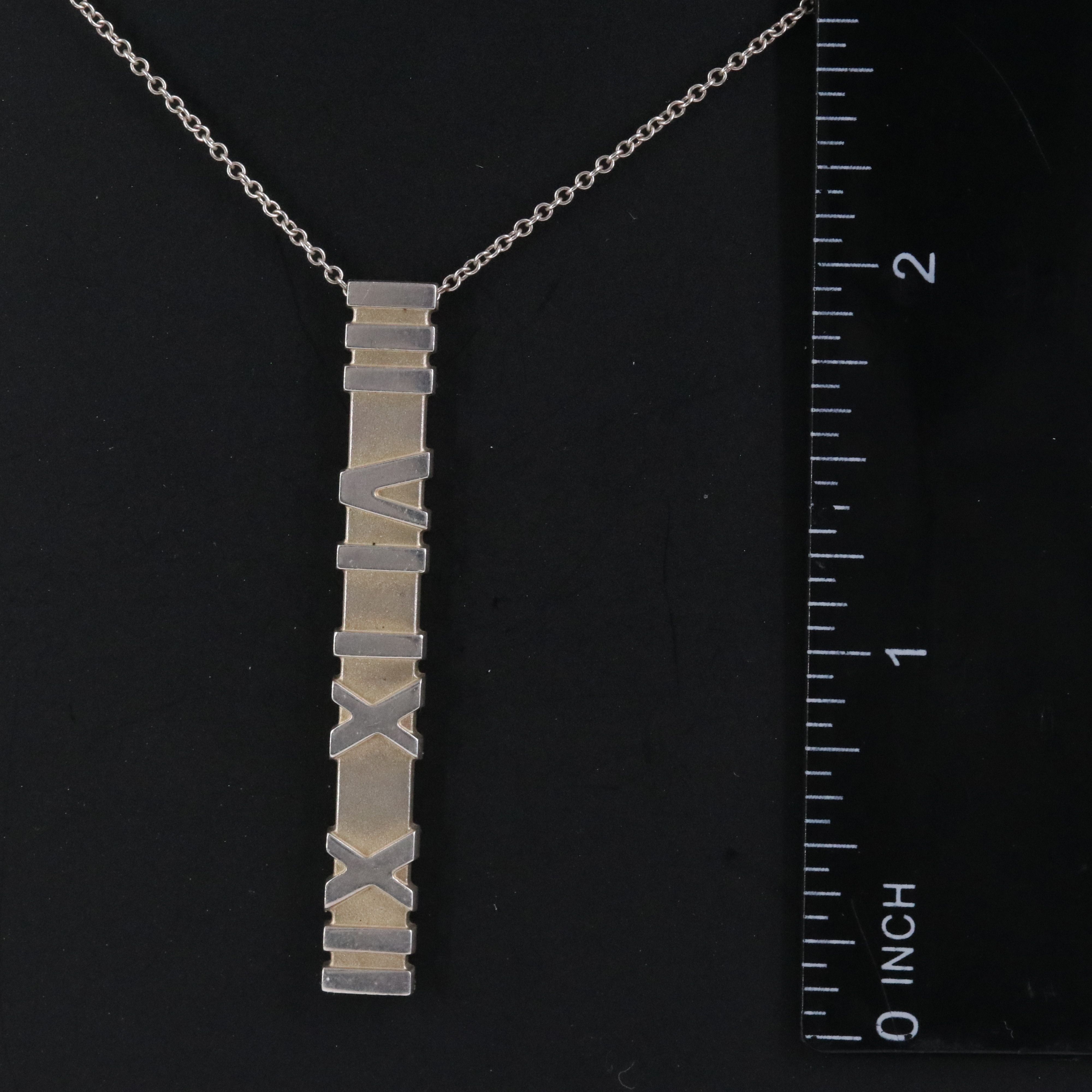 Tiffany & Co. Sterling Atlas Bar Pendant Necklace