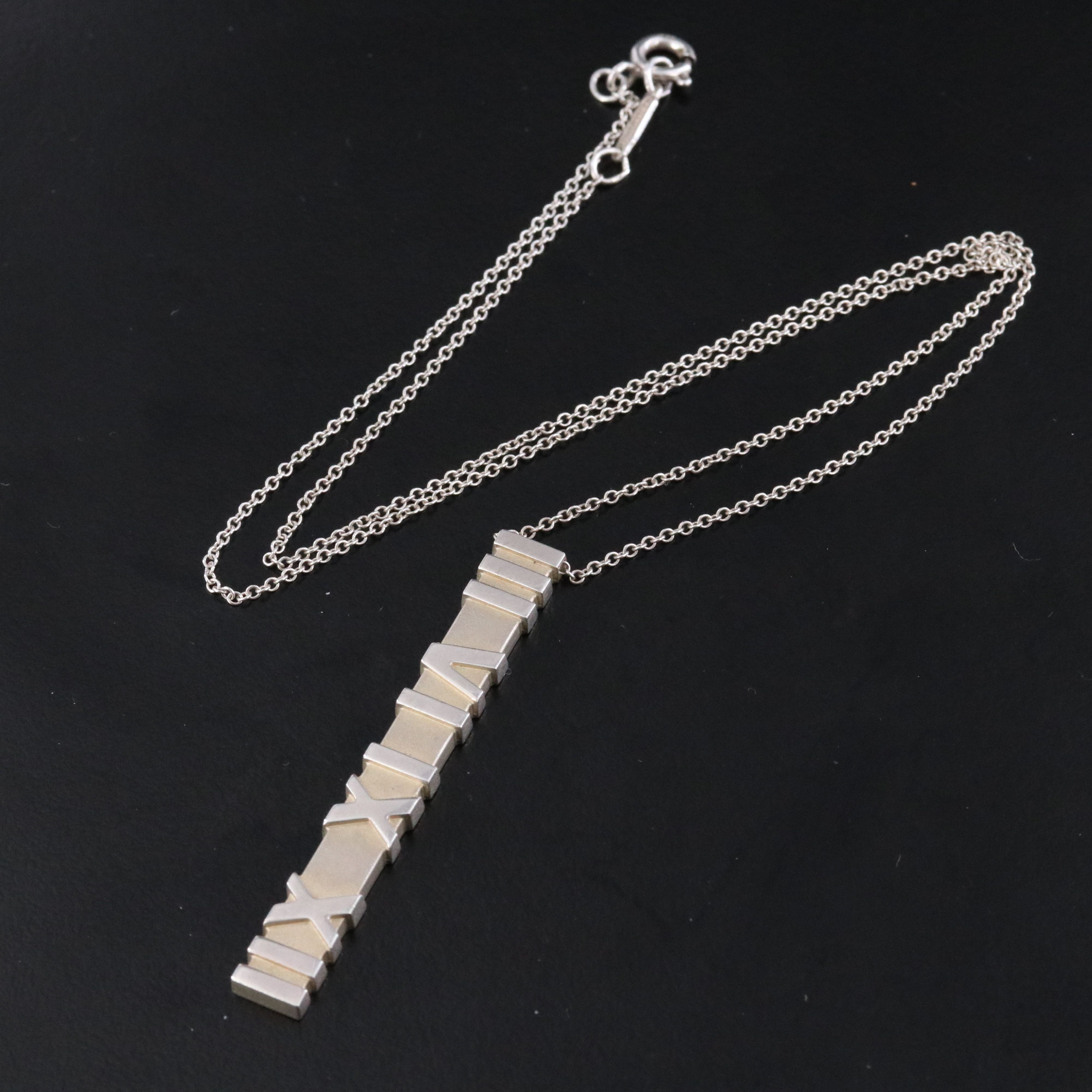 Tiffany & Co. Sterling Atlas Bar Pendant Necklace