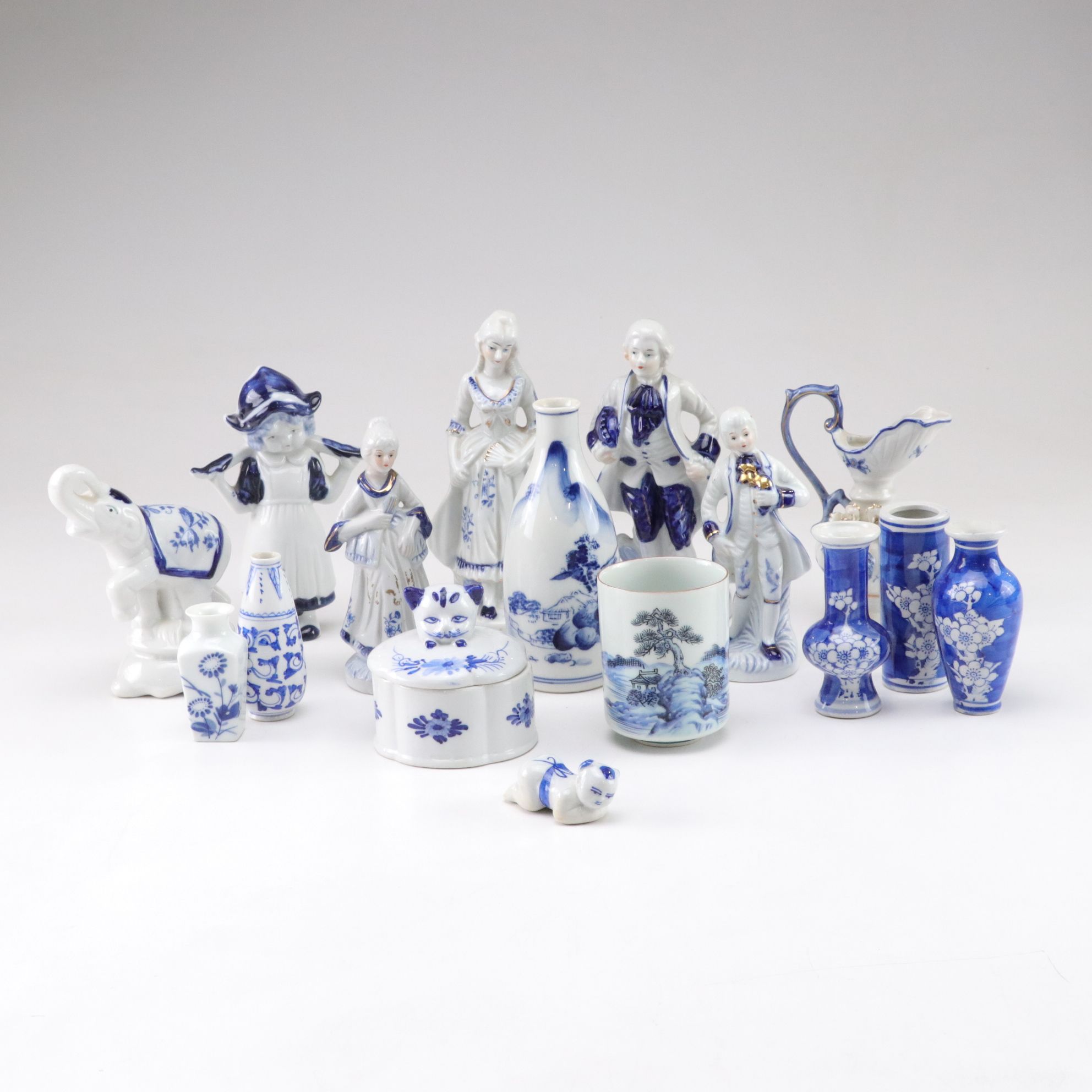 Delft Blue and White Figurines, Mini Vases and More