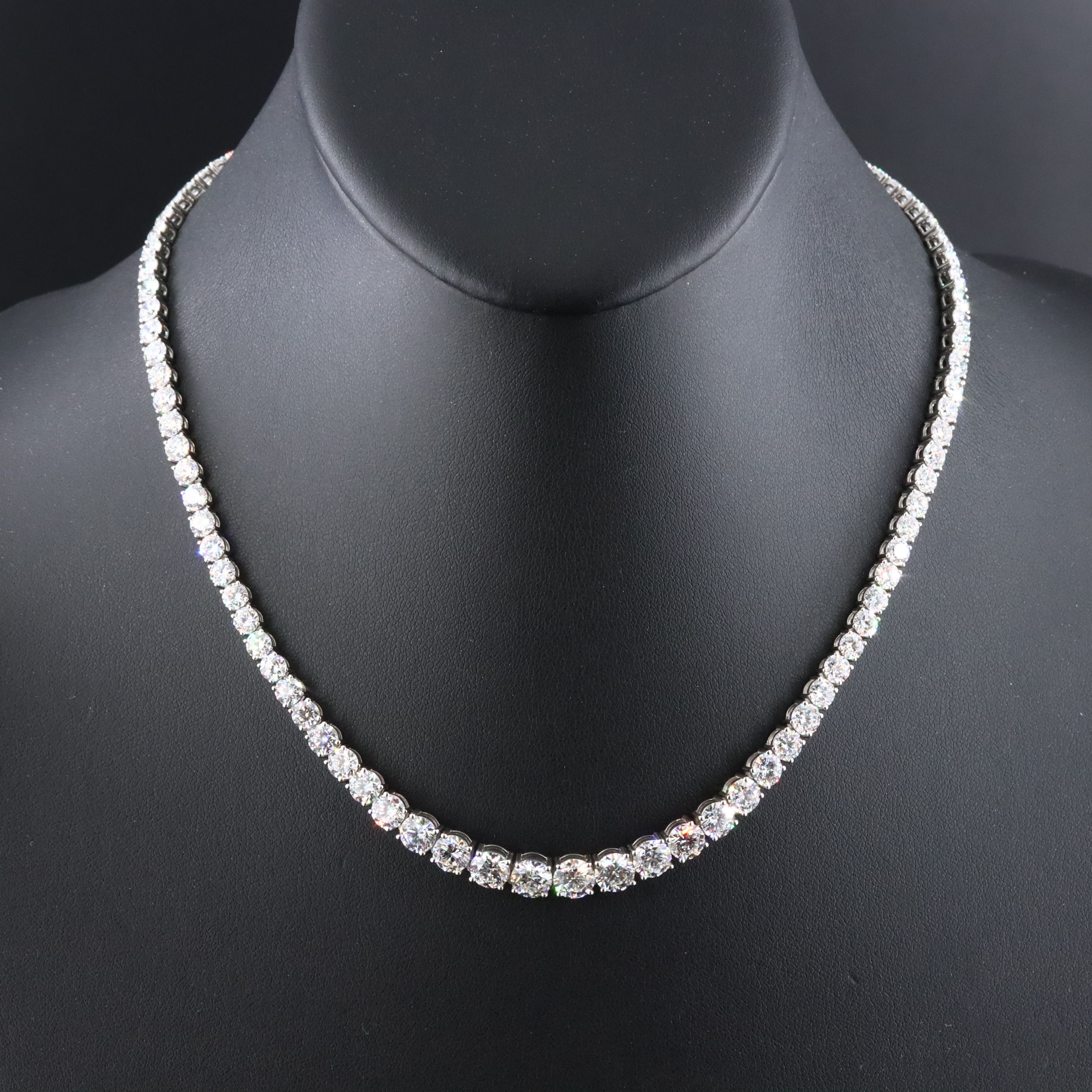 Platinum 29.97 CTW Lab Grown Diamond Rivière Necklace