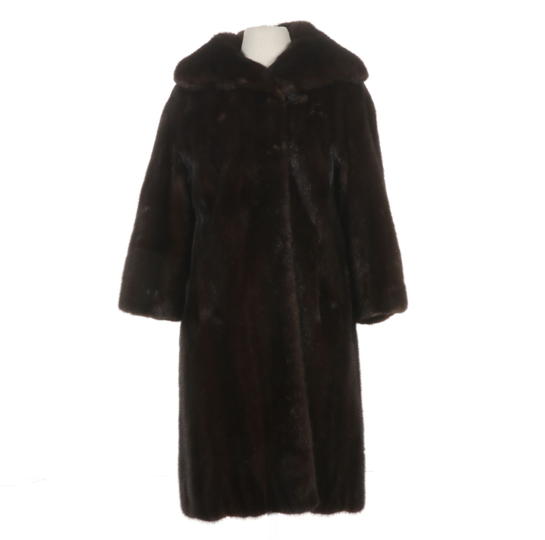 Mahogany Mink Fur Coat, Mid-20th C.