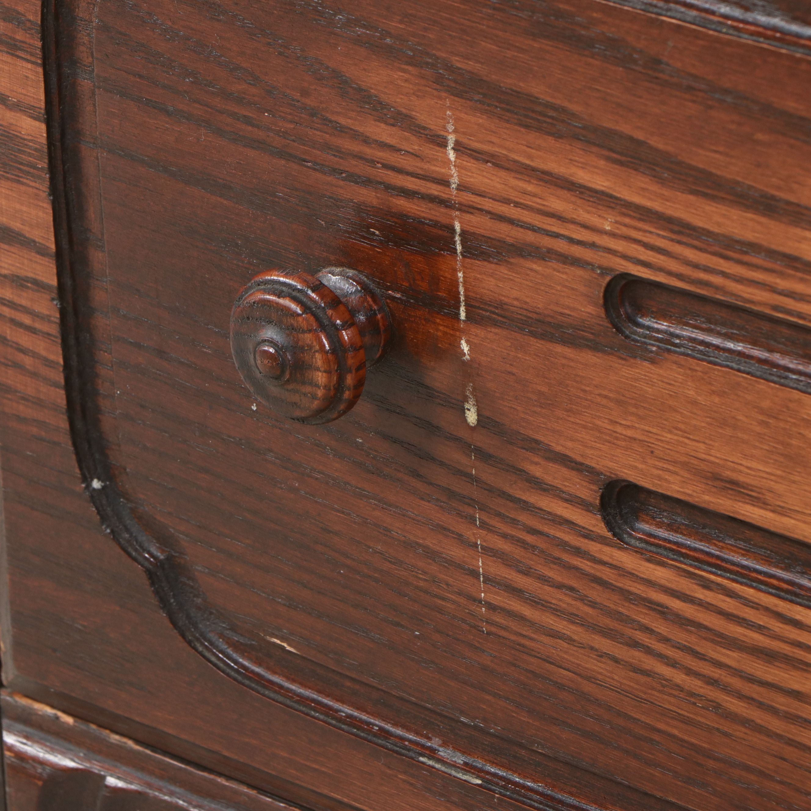 Jacobean Revival Carved Oak China Cabinet