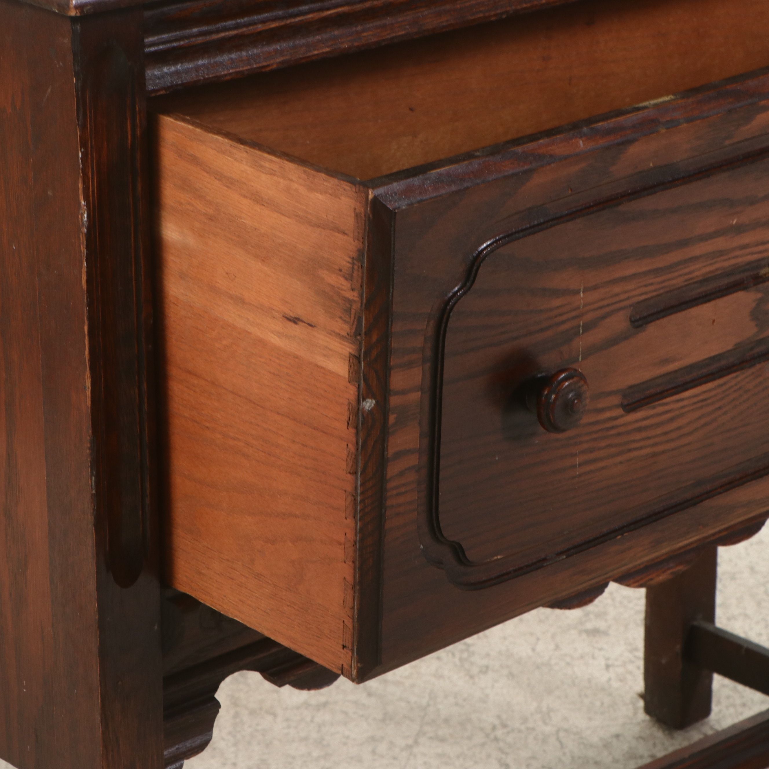 Jacobean Revival Carved Oak China Cabinet