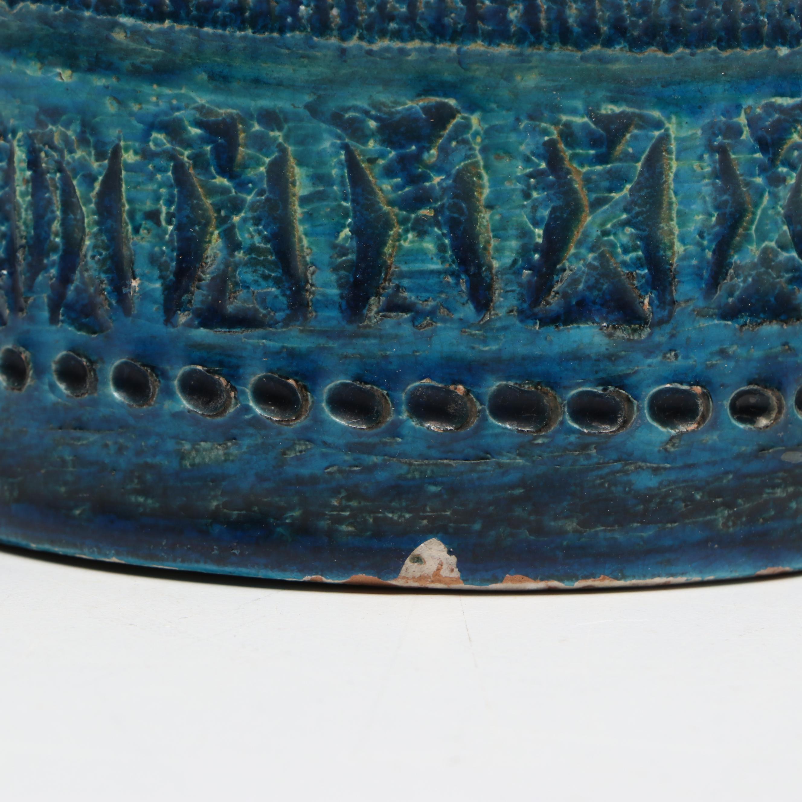 Italian Mid Century Modern Style Blue Cylindrical Vase