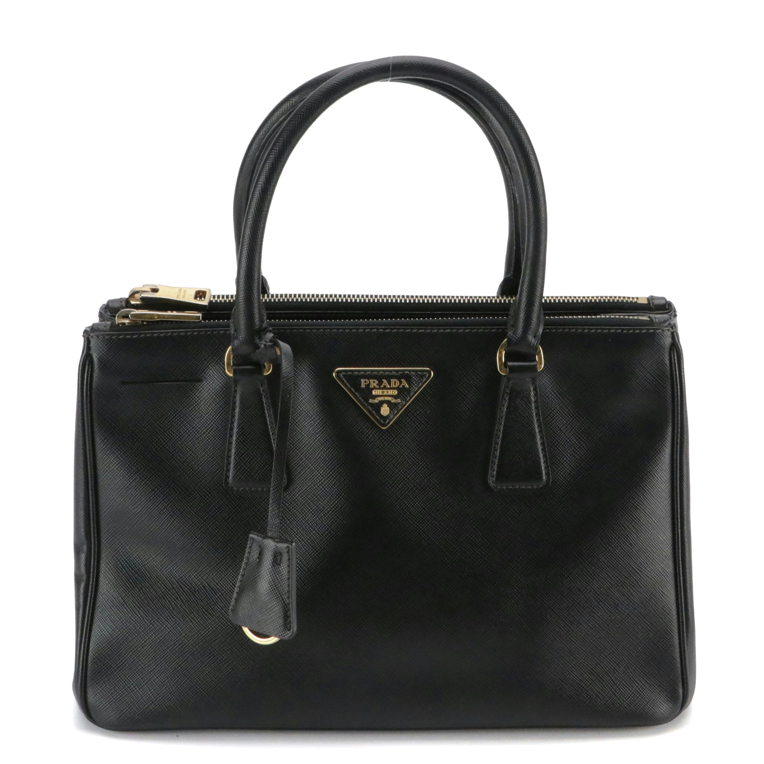 Prada Double Zip Galleria Two-Way Tote Bag in Saffiano Lux Leather