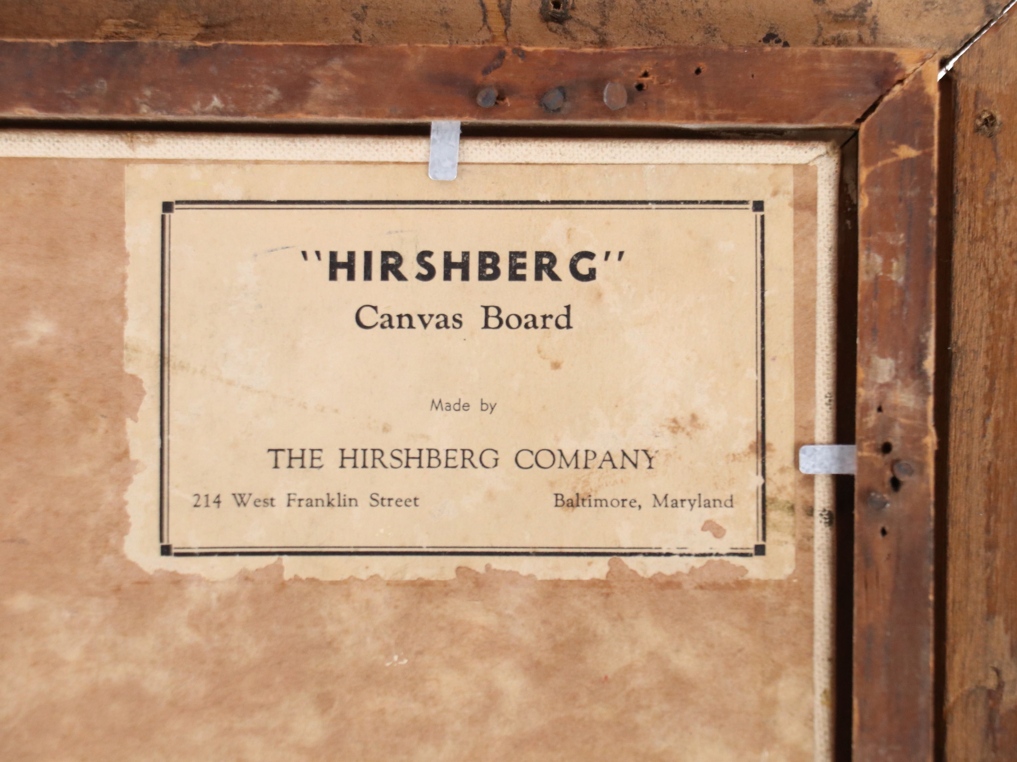 Oil Painting of Lake Landscape with Two Men and a Boat, Circa 1940