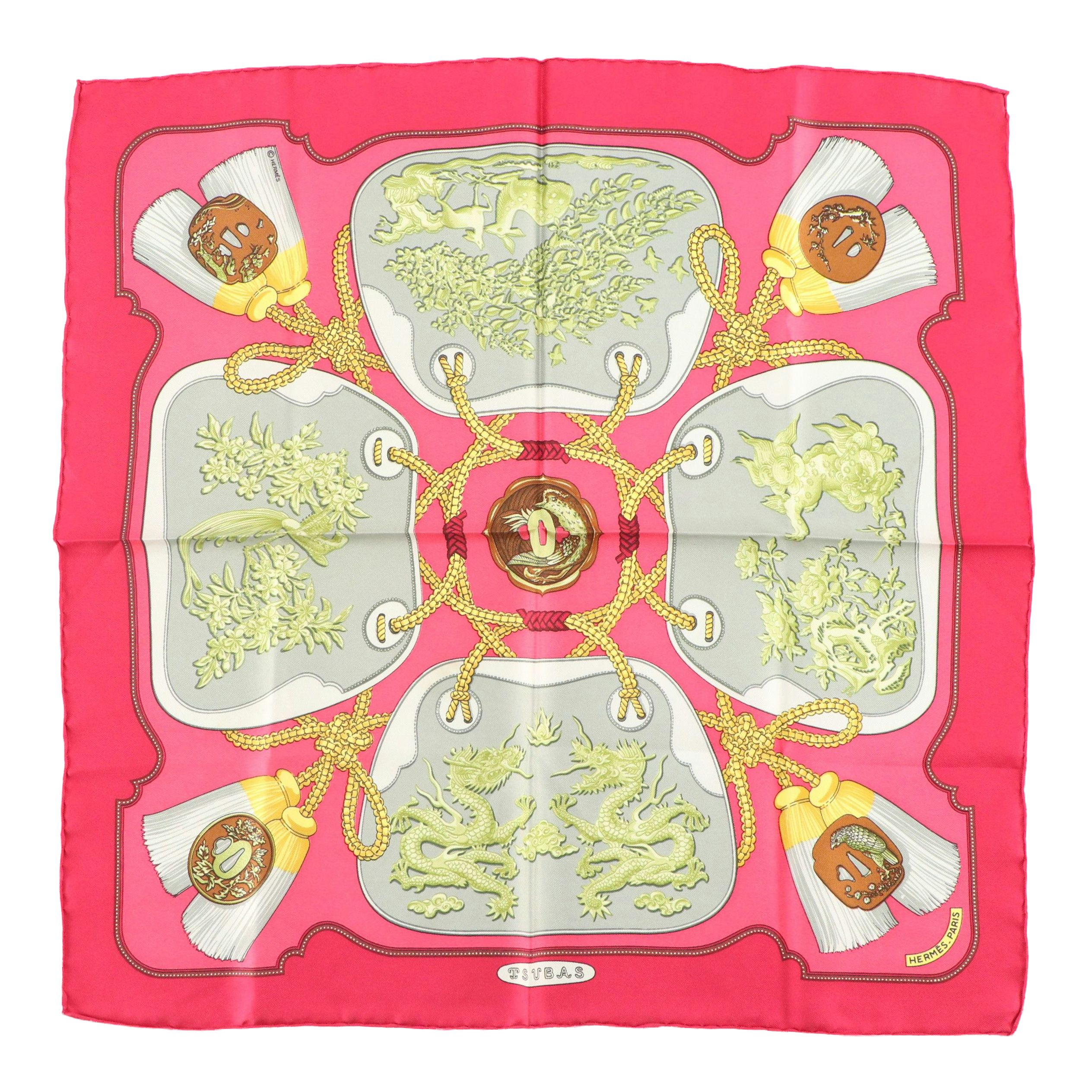 Hermès "Tsubas" Silk Twill Pocket Square