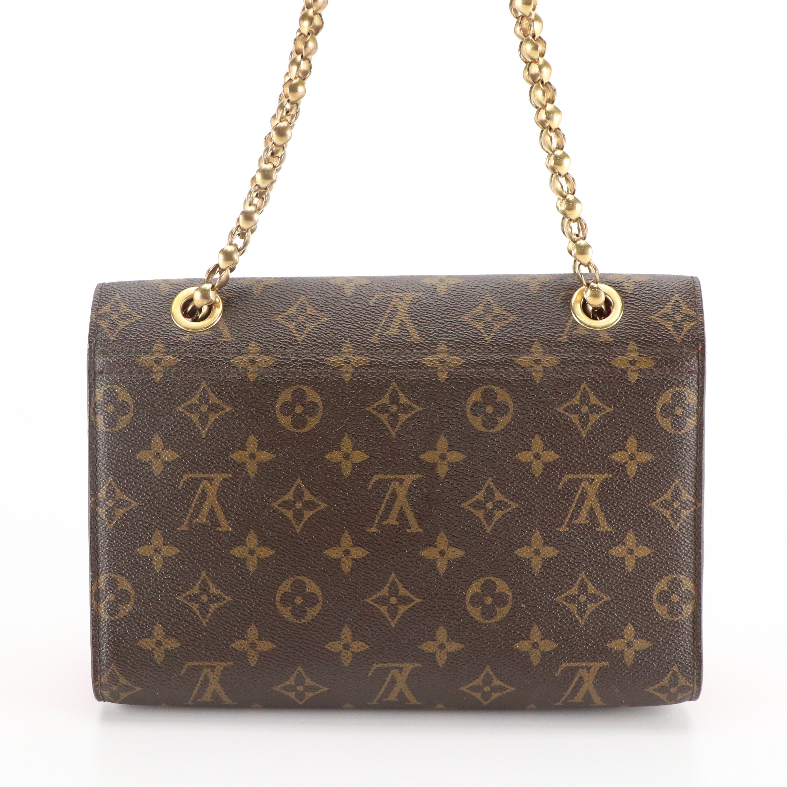 Louis Vuitton Victoire Chain Strap Bag in Monogram Canvas and Red Leather
