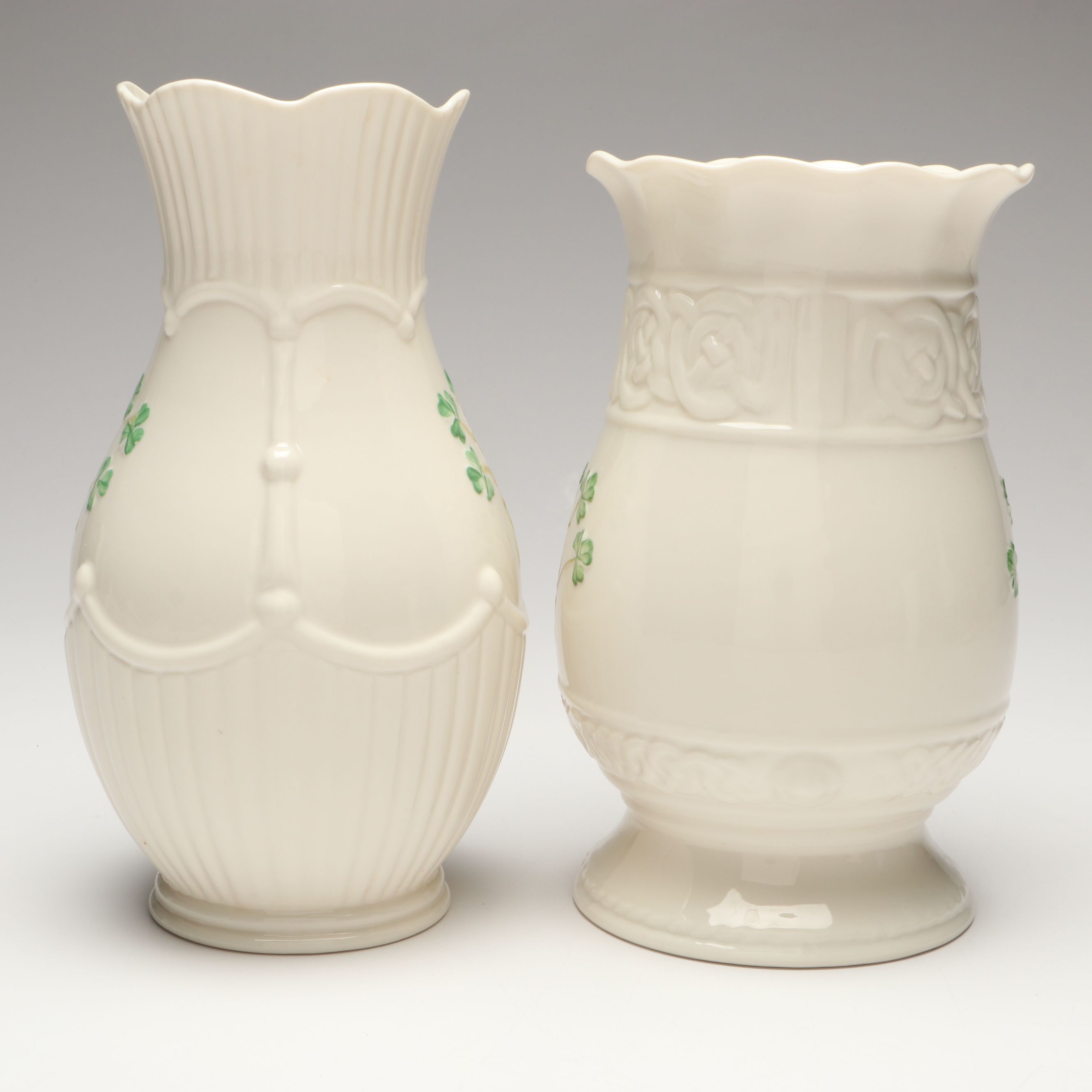 Belleek St. Patrick's Day 2005 "Celtic Pierced Vase" and Other Porcelain Vases