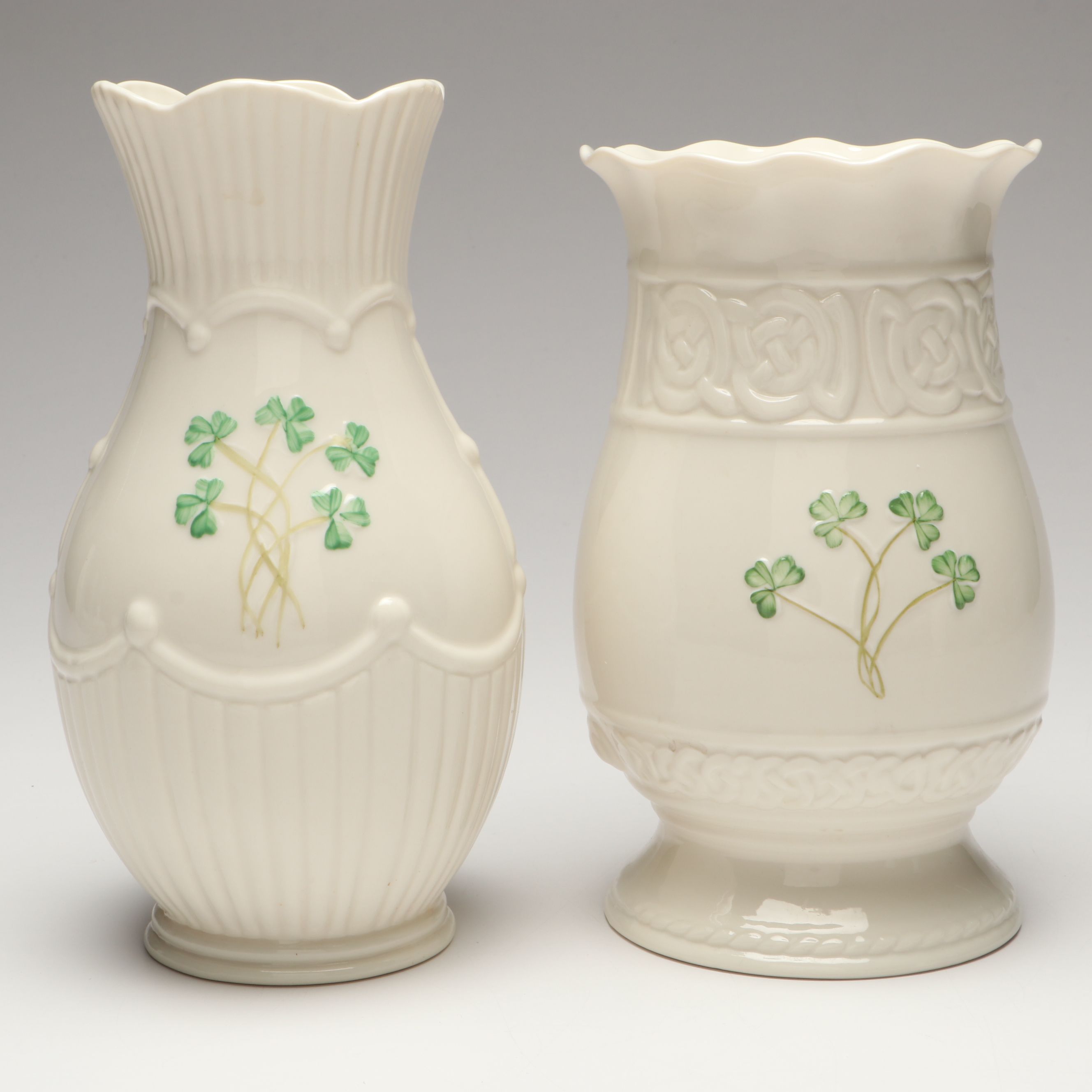 Belleek St. Patrick's Day 2005 "Celtic Pierced Vase" and Other Porcelain Vases