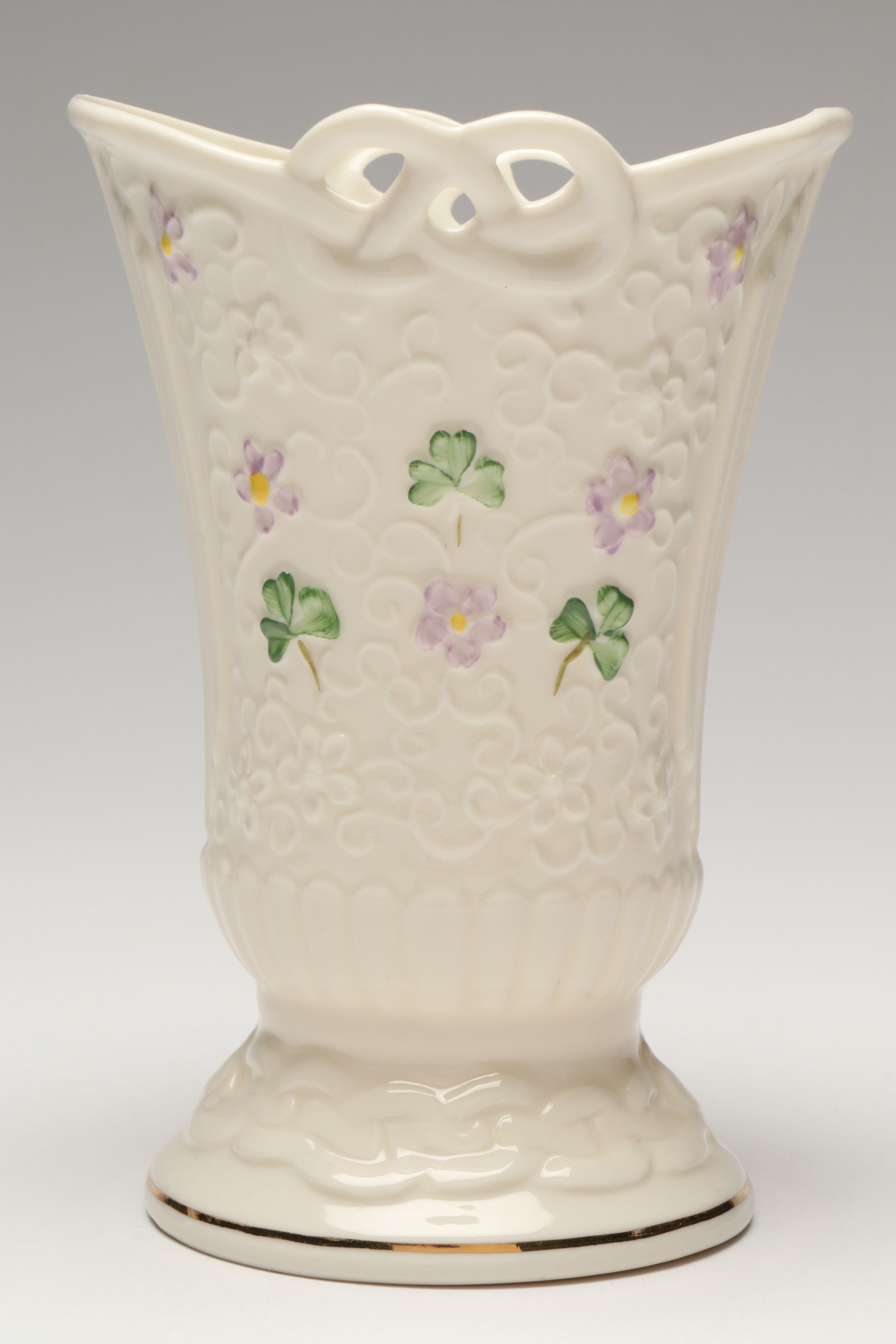 Belleek St. Patrick's Day 2005 "Celtic Pierced Vase" and Other Porcelain Vases