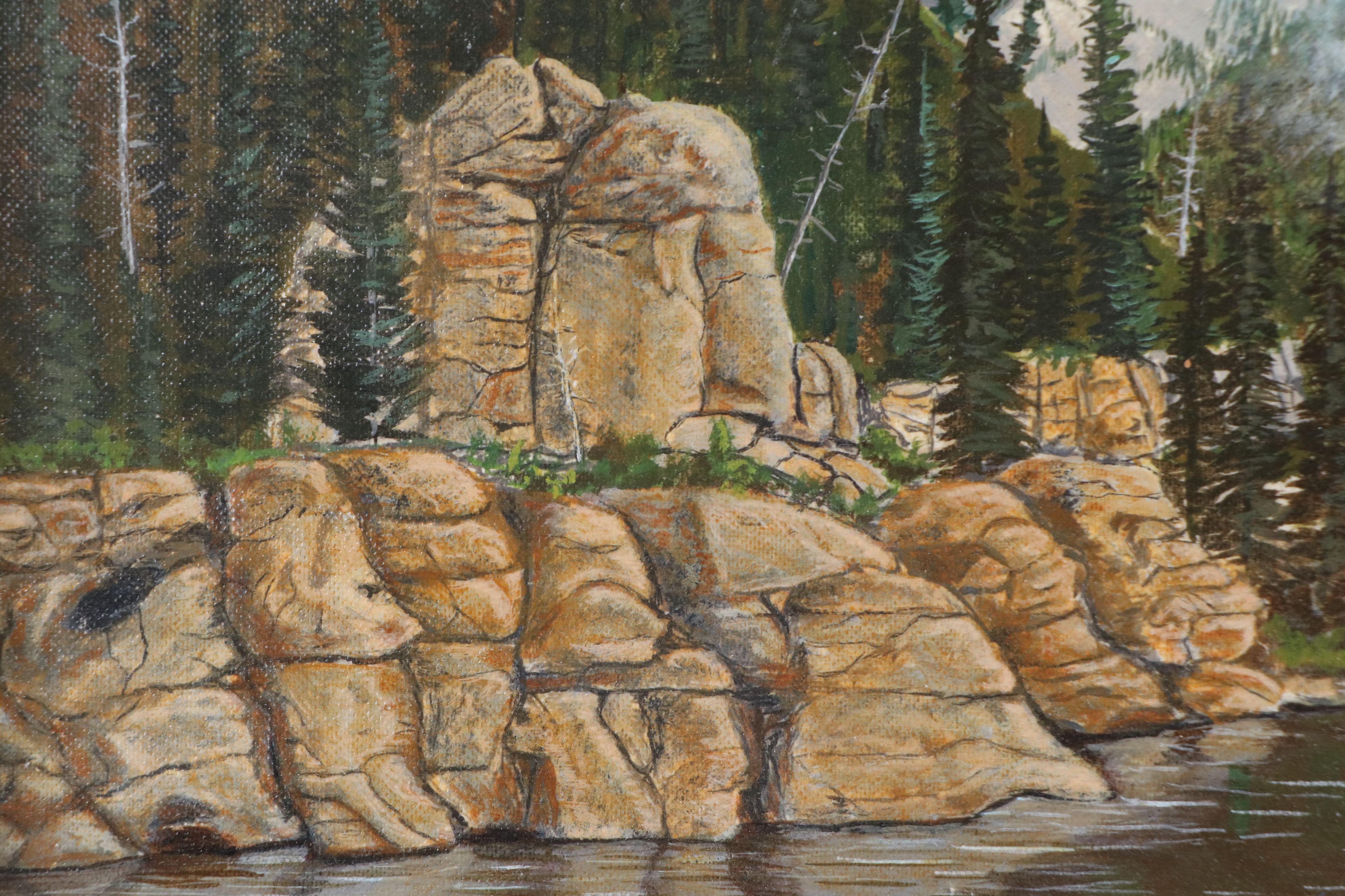 G. Butler Western Indigenous American Encampment Oil Painting, 1975