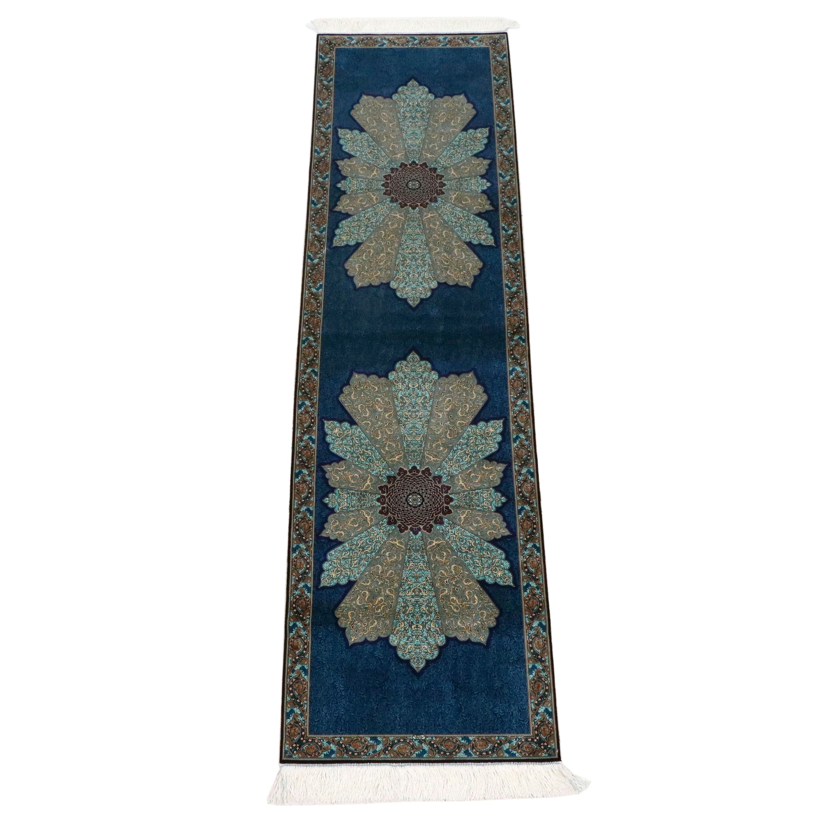 2'7 x 10'5 Hand-Knotted Jamshidi Signed Persian Qum Silk Carpet Runner