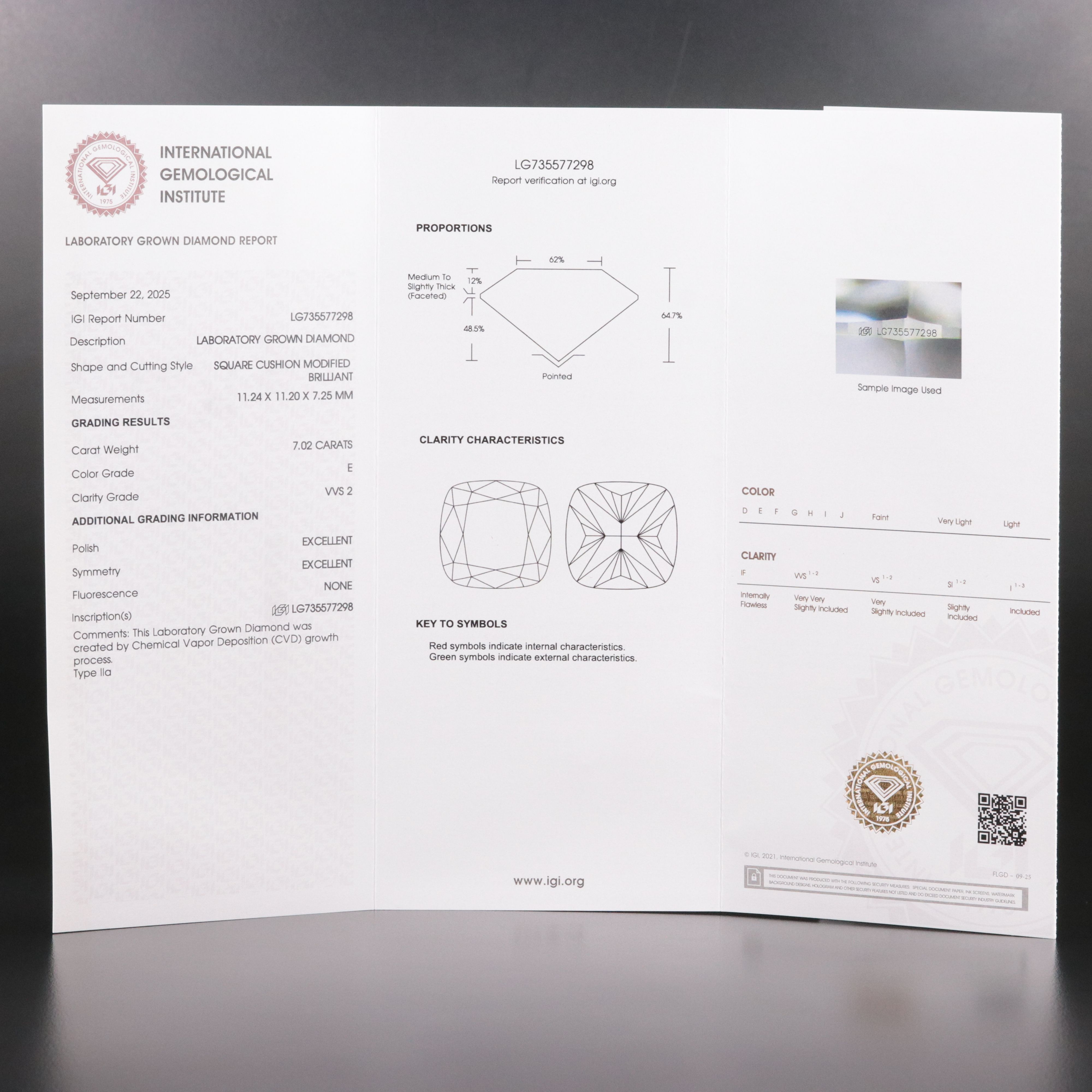 Platinum 7.02 CT Lab Grown Diamond Solitaire Ring with IGI Report