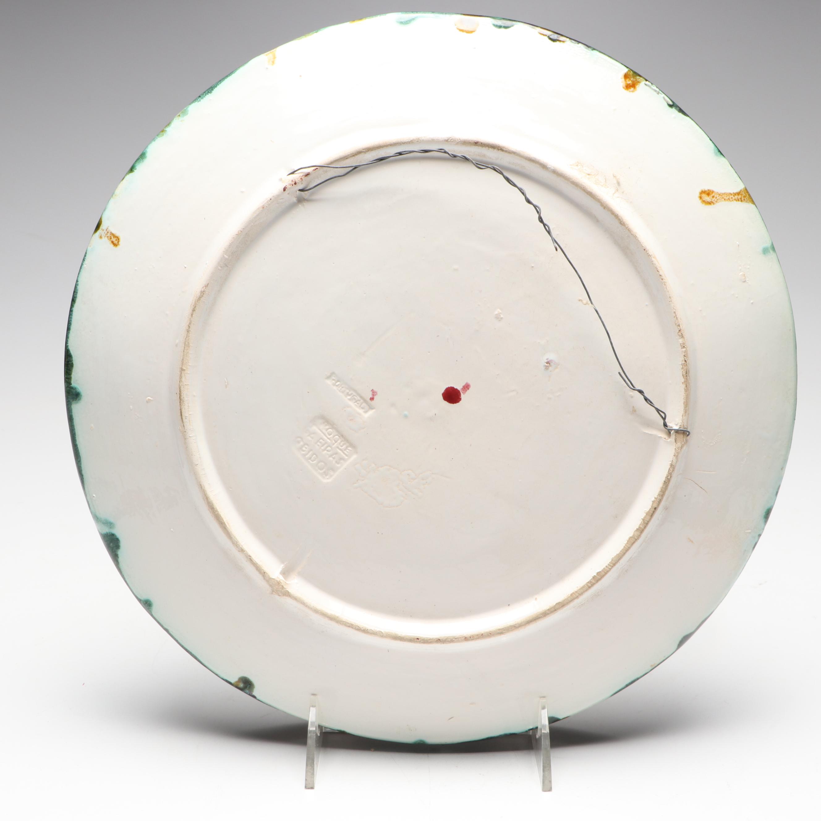 Roque Gaeiras Palissy Style Majolica Lobster Wall Plate, Mid-20th Century