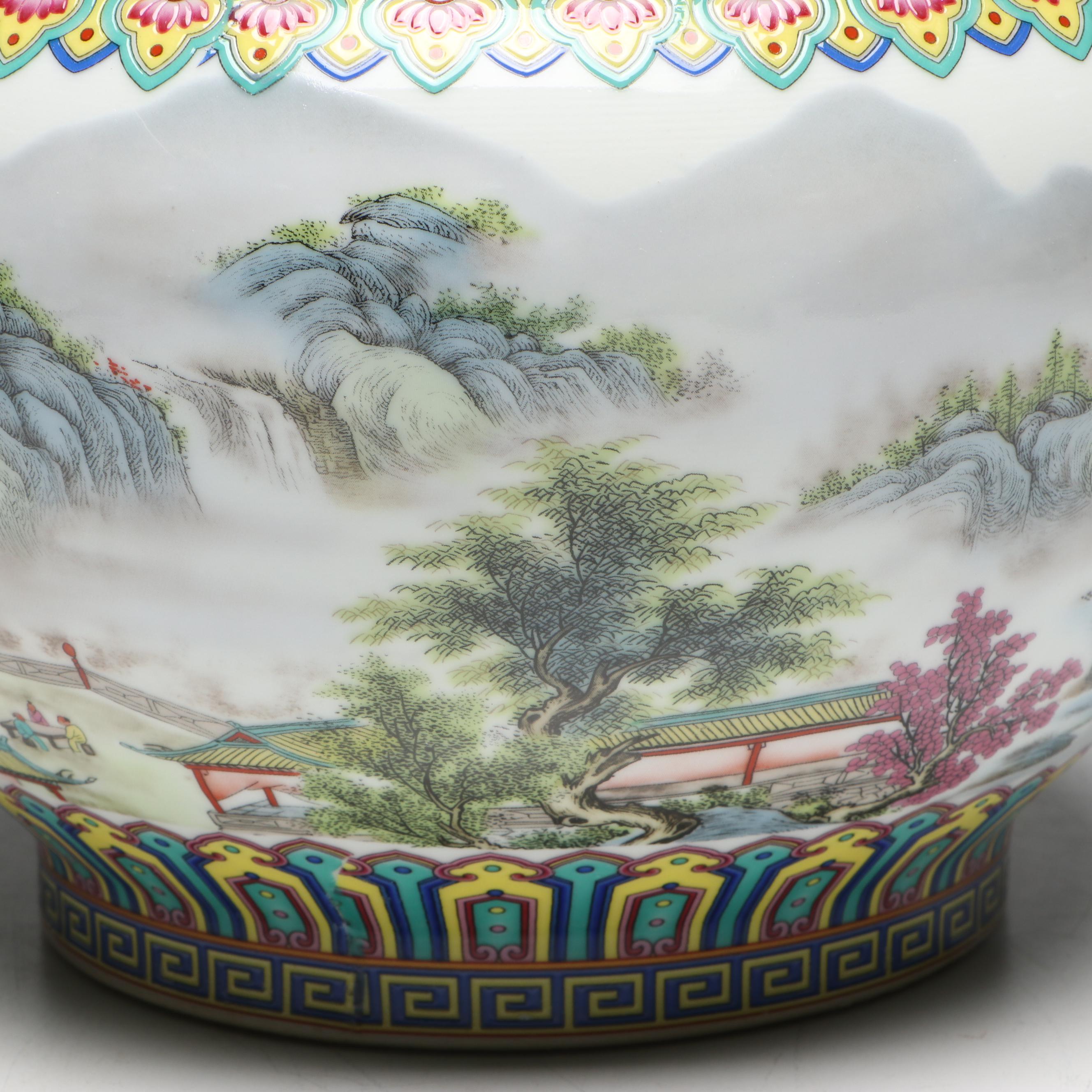Chinese Porcelain Landscape Ginger Jar