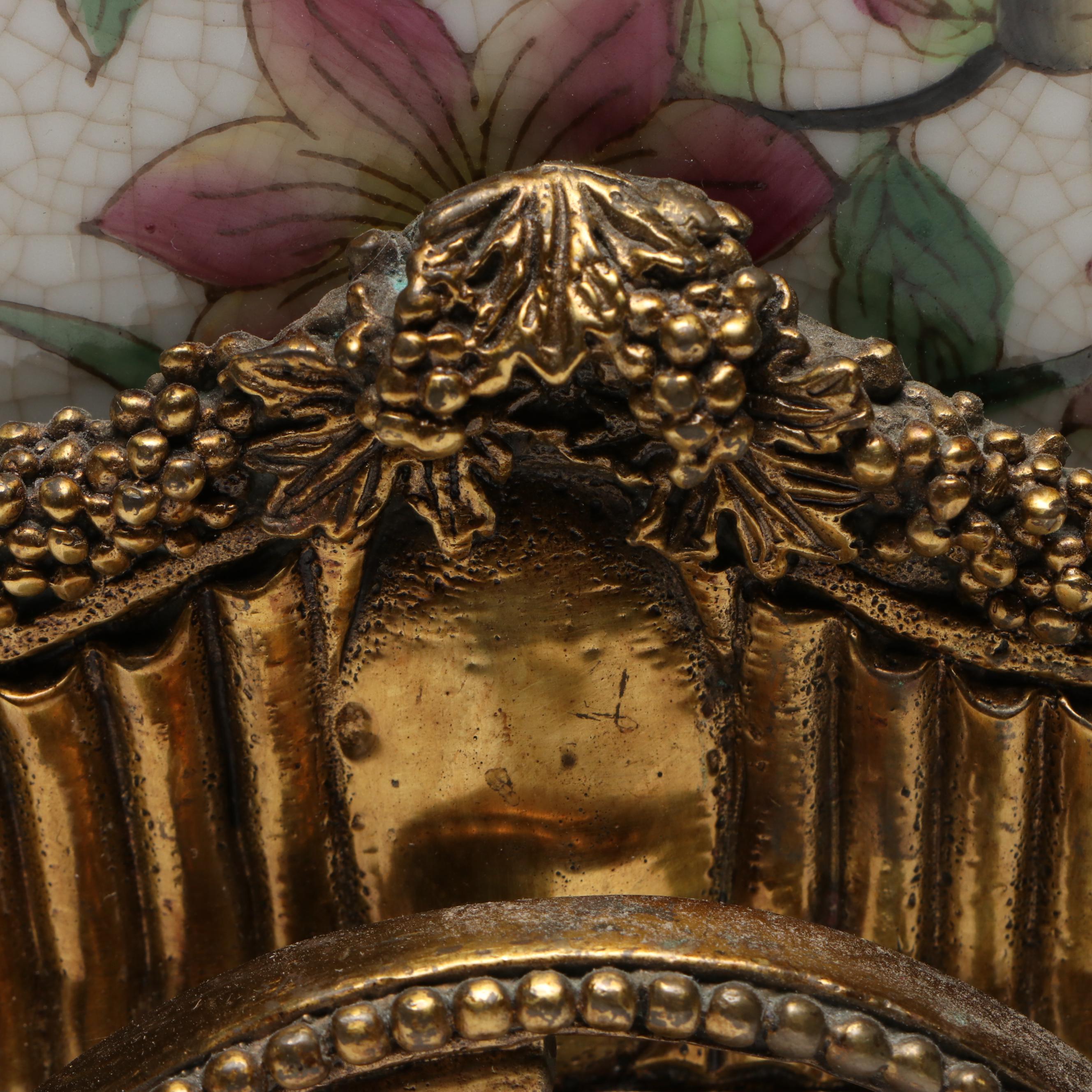 French Chinoiserie Style Bronzed Metal and Porcelain Rickshaw Driver Planter