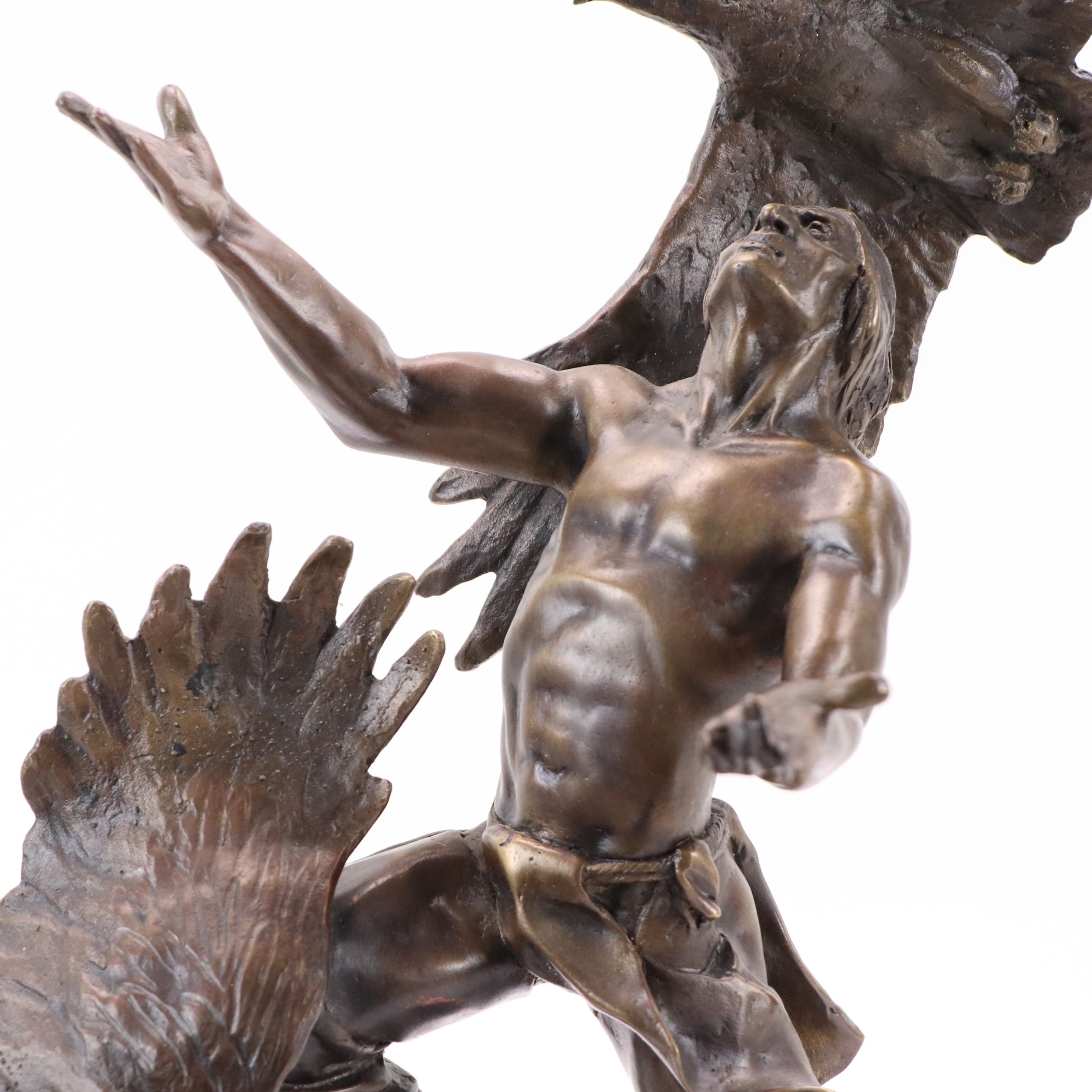 Patinated Bronze Statue After Buck McCain "Soaring Spirits"