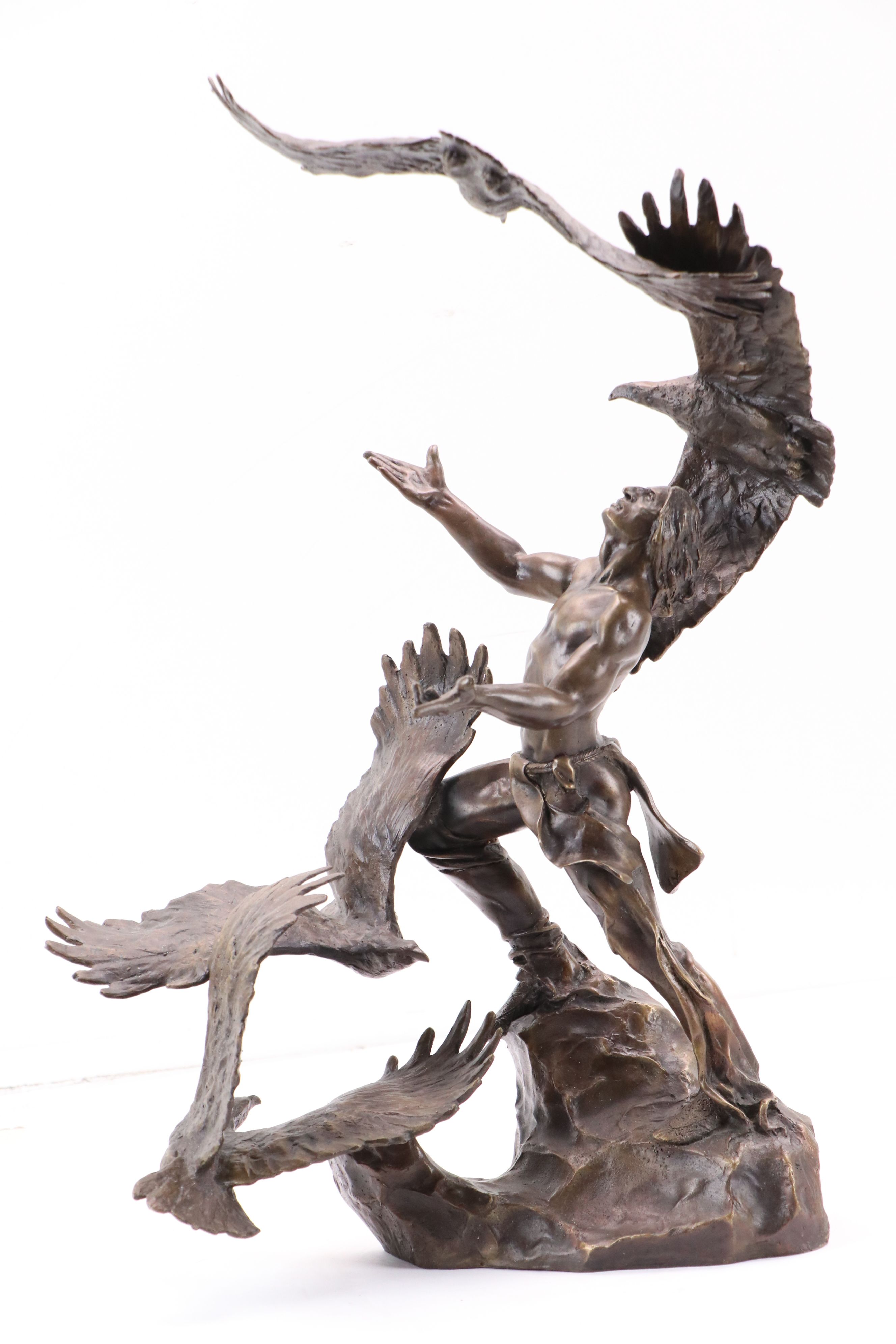 Patinated Bronze Statue After Buck McCain "Soaring Spirits"