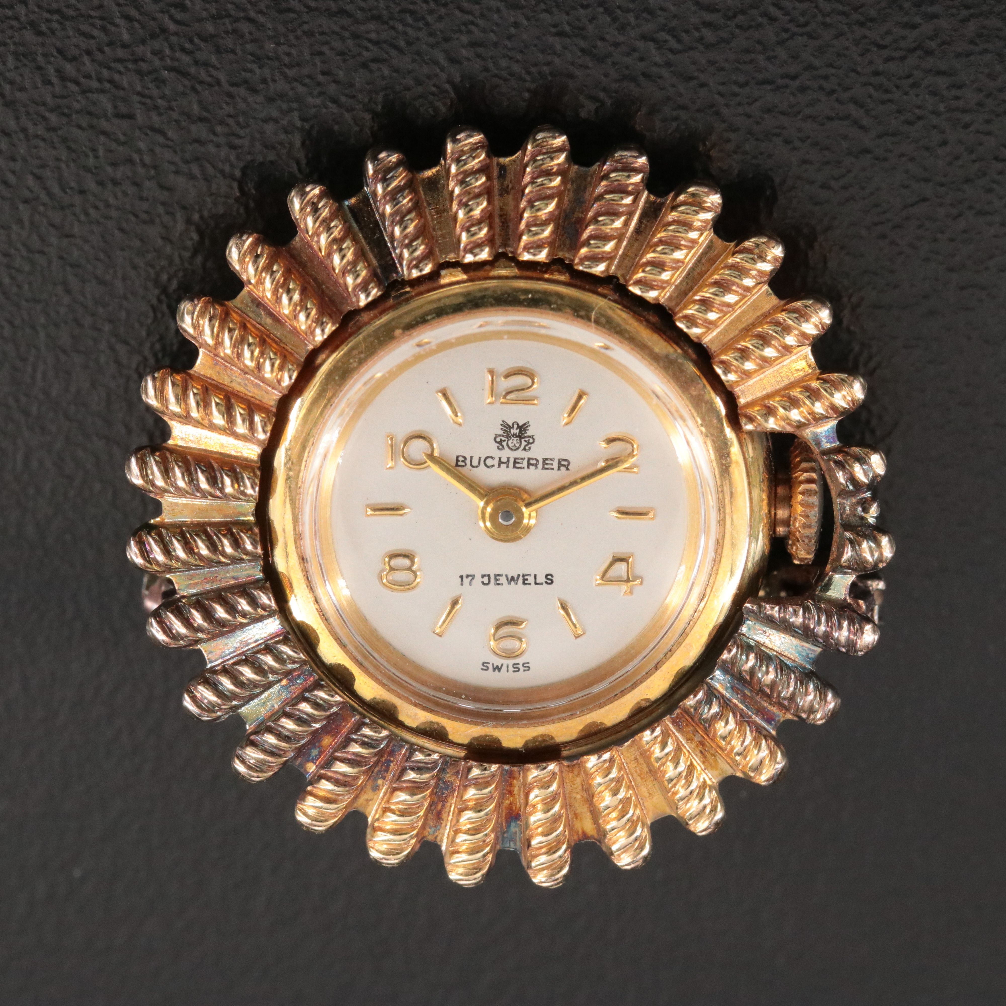 Vintage Bucherer  Sunburst Brooch Watch