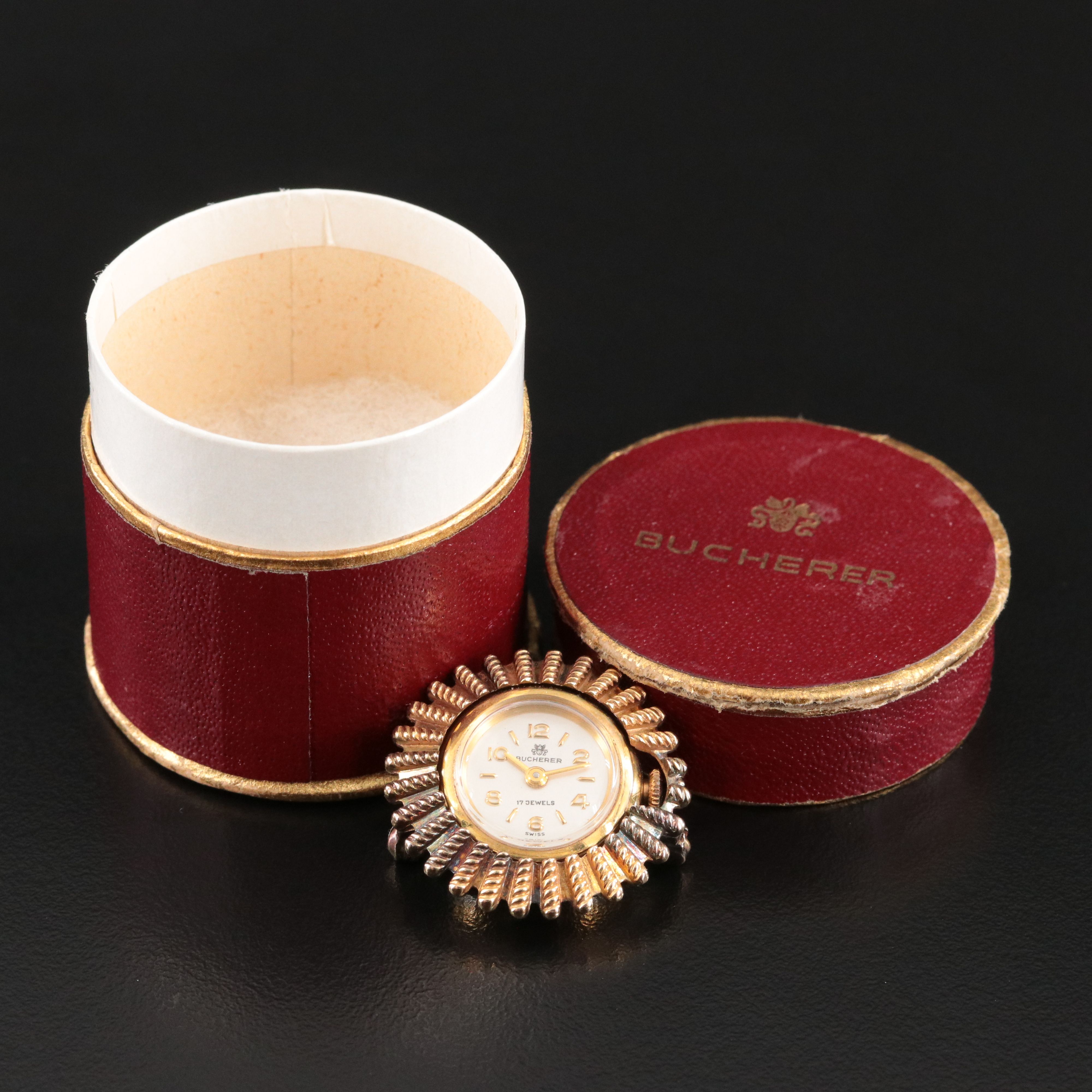 Vintage Bucherer  Sunburst Brooch Watch