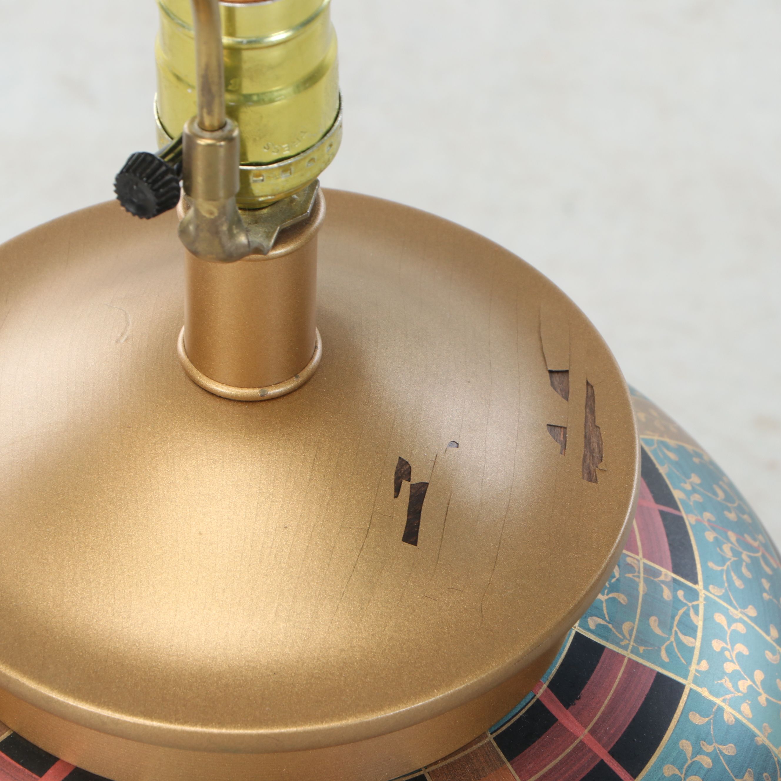 Frederick Cooper Plaid Ceramic Ginger Jar Table Lamp with Conical Paper Shade