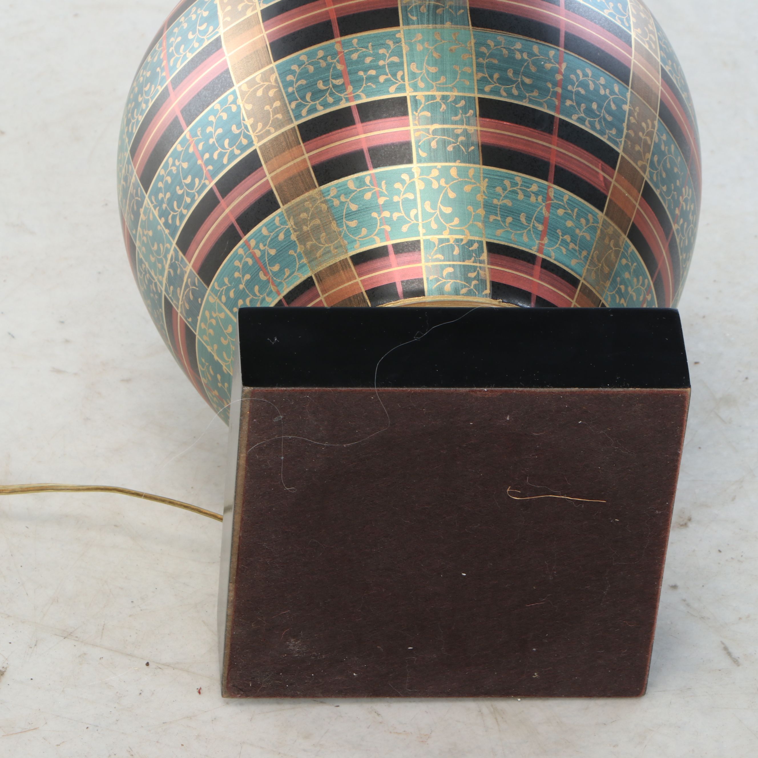 Frederick Cooper Plaid Ceramic Ginger Jar Table Lamp with Conical Paper Shade