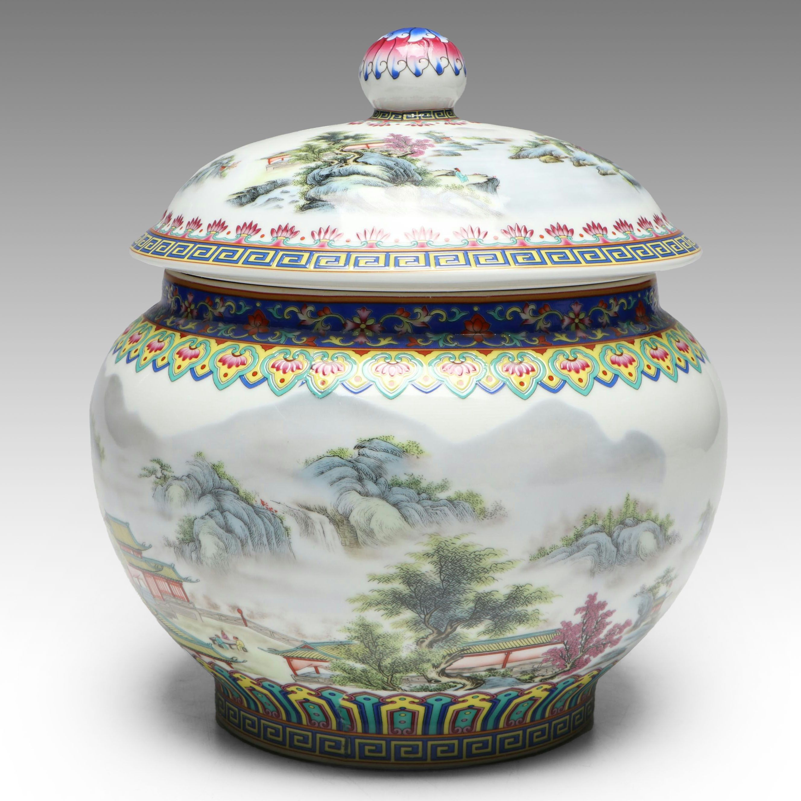 Chinese Porcelain Landscape Ginger Jar