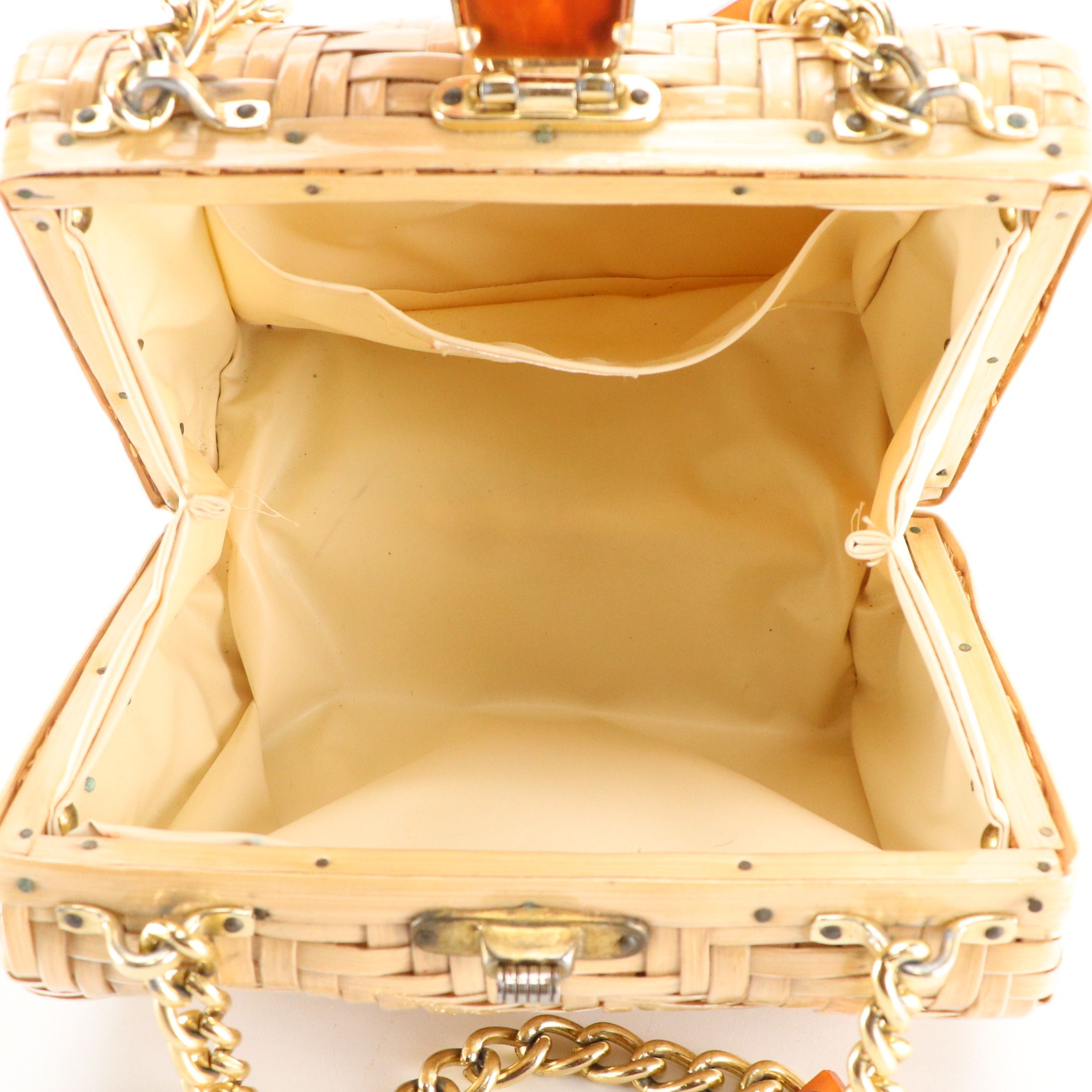 Coated Natural Fiber Woven Handbag, Mid-20th Century