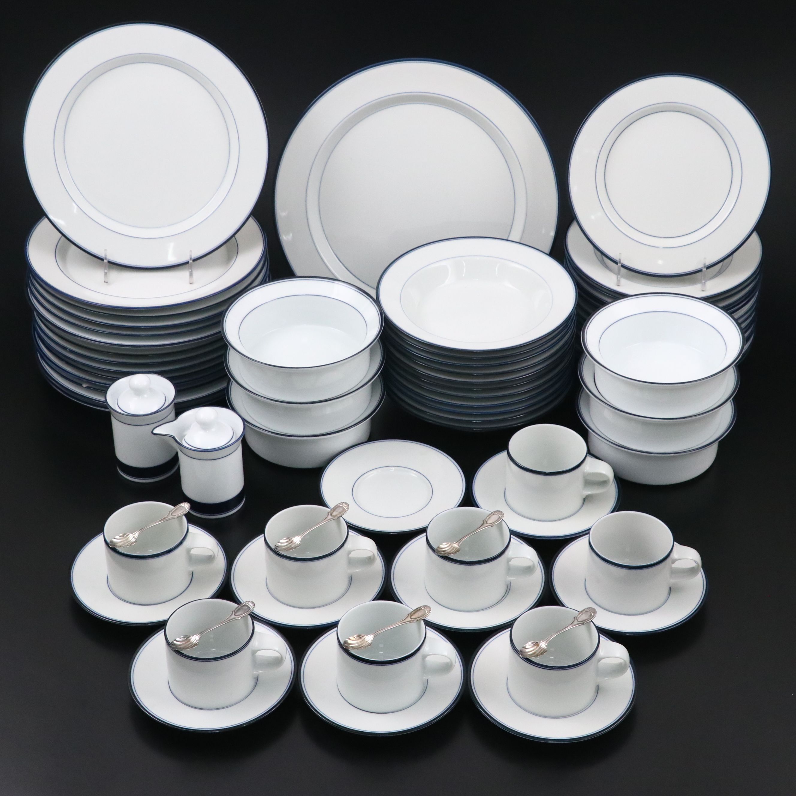 Dansk "Allegro Blue" Porcelain Dinnerware with Other Stainless Steel Spoons