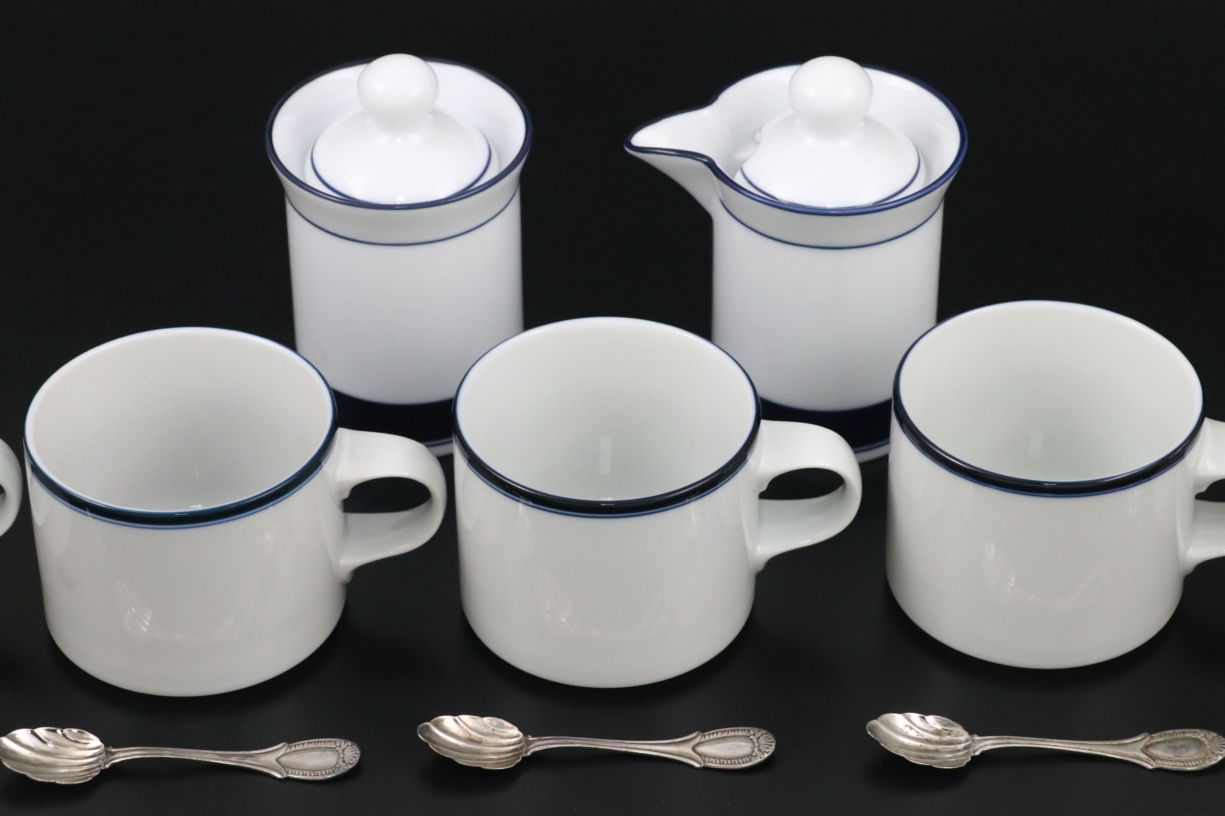Dansk "Allegro Blue" Porcelain Dinnerware with Other Stainless Steel Spoons