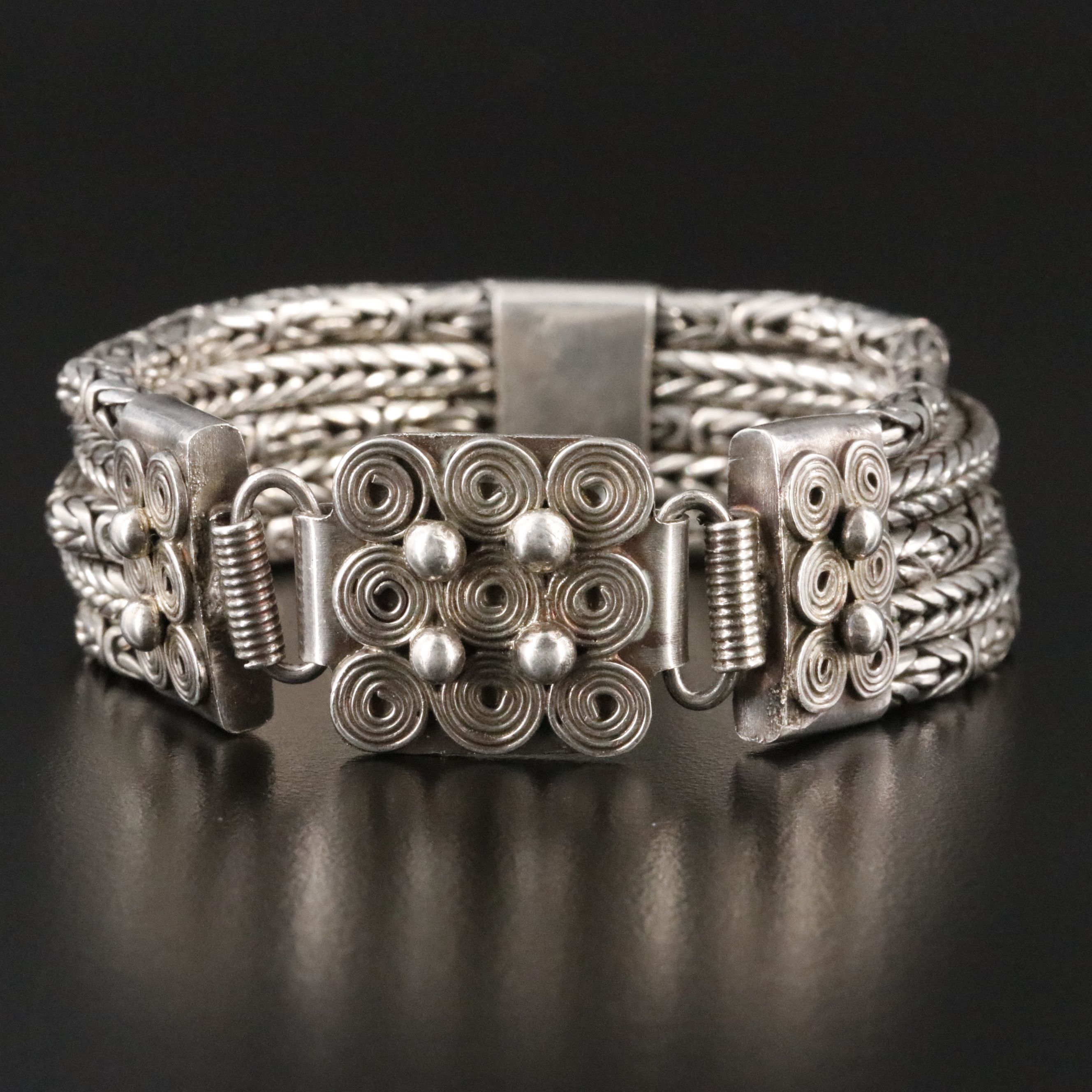 Sterling Byzantine and Foxtail Chain Bracelet