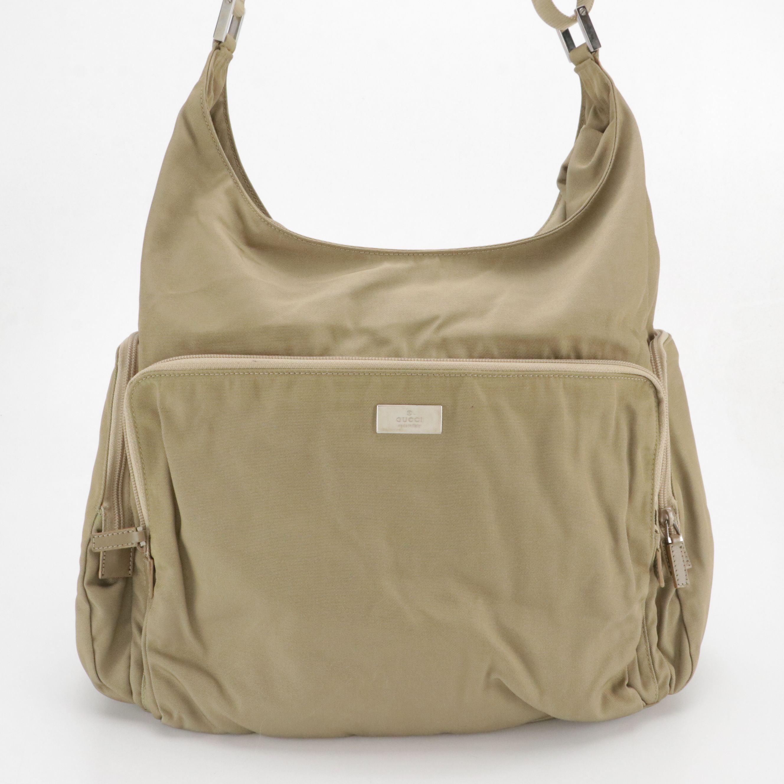 Gucci Large Multi-Pocket Shoulder Bag in Beige Nylon