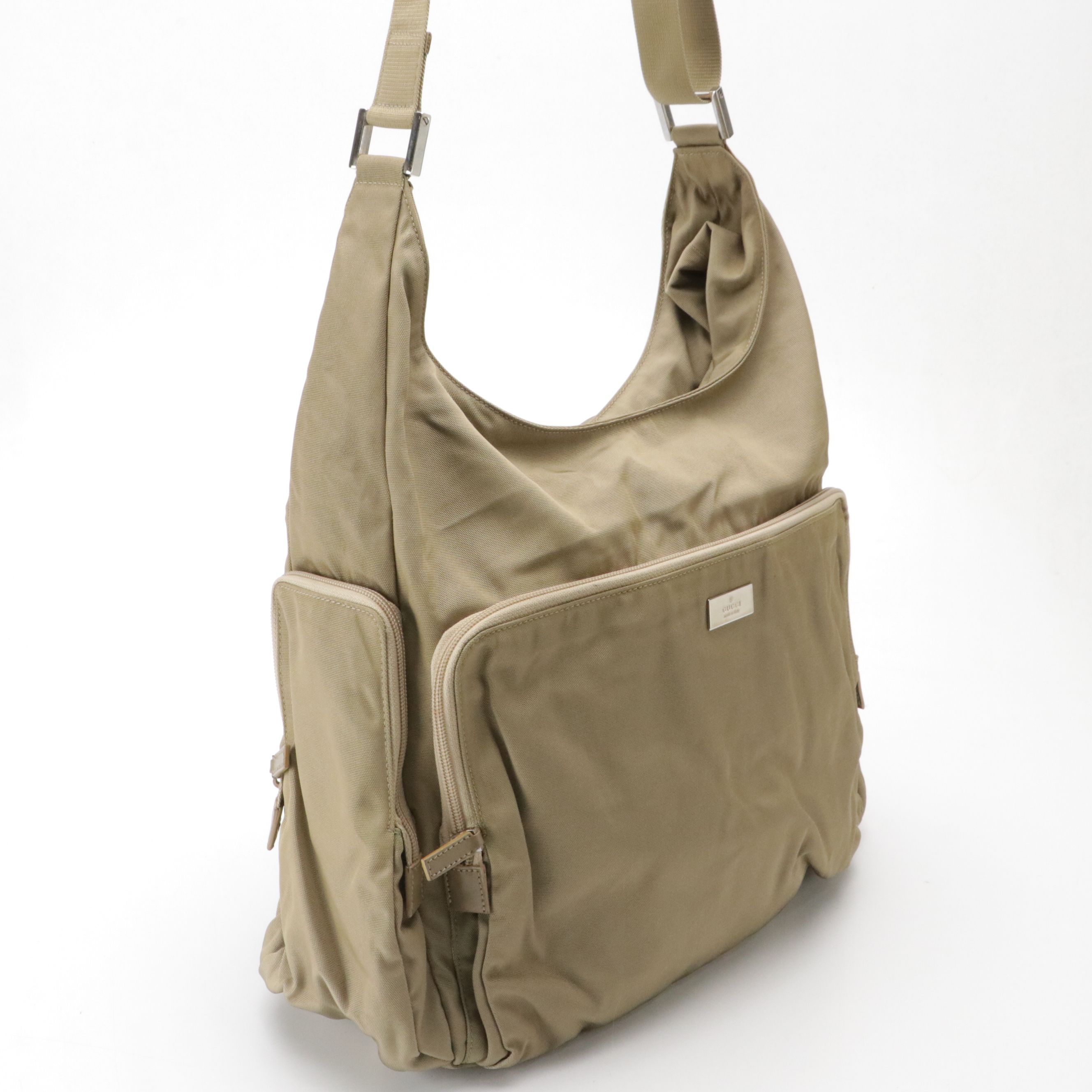 Gucci Large Multi-Pocket Shoulder Bag in Beige Nylon