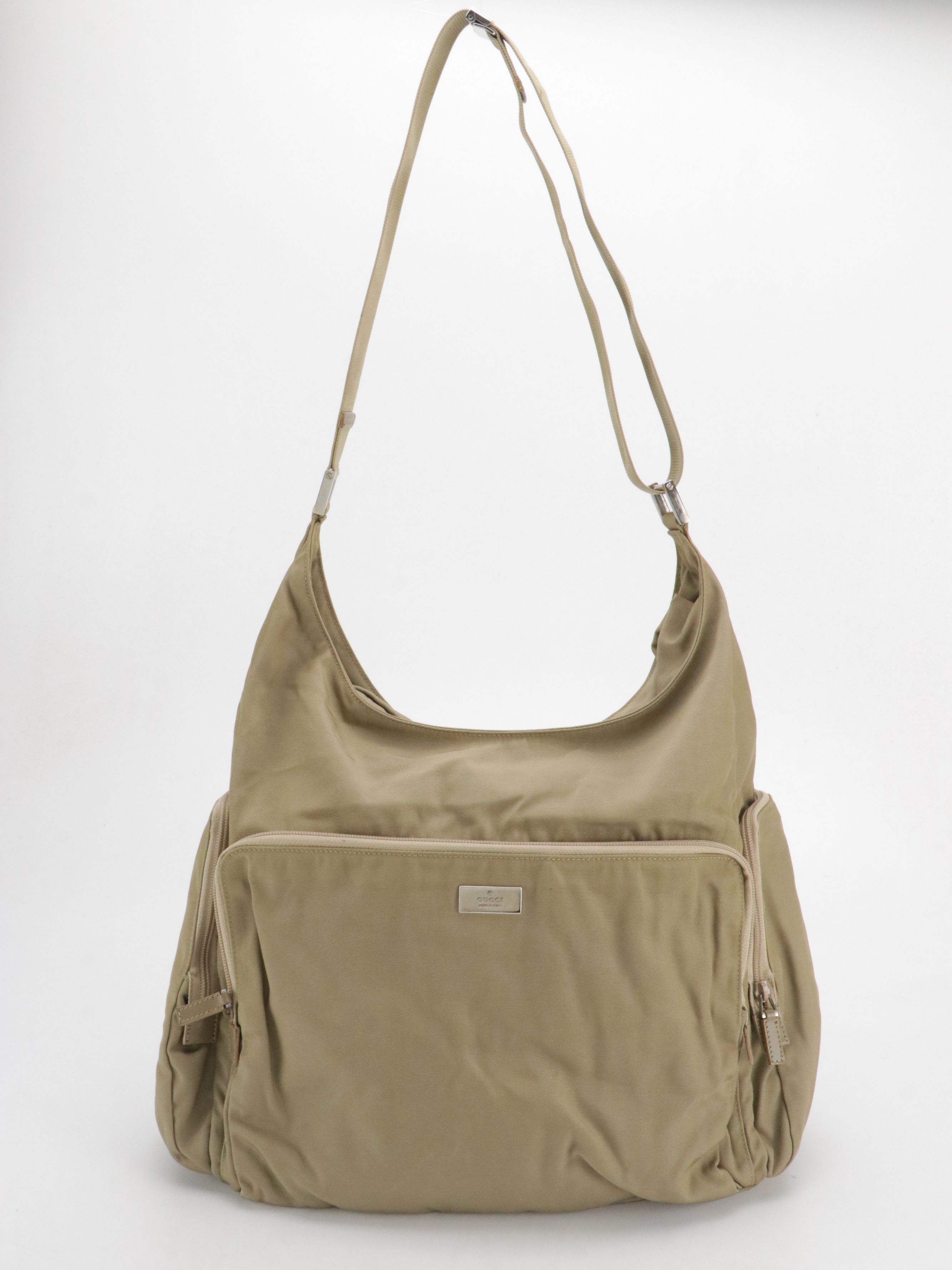 Gucci Large Multi-Pocket Shoulder Bag in Beige Nylon