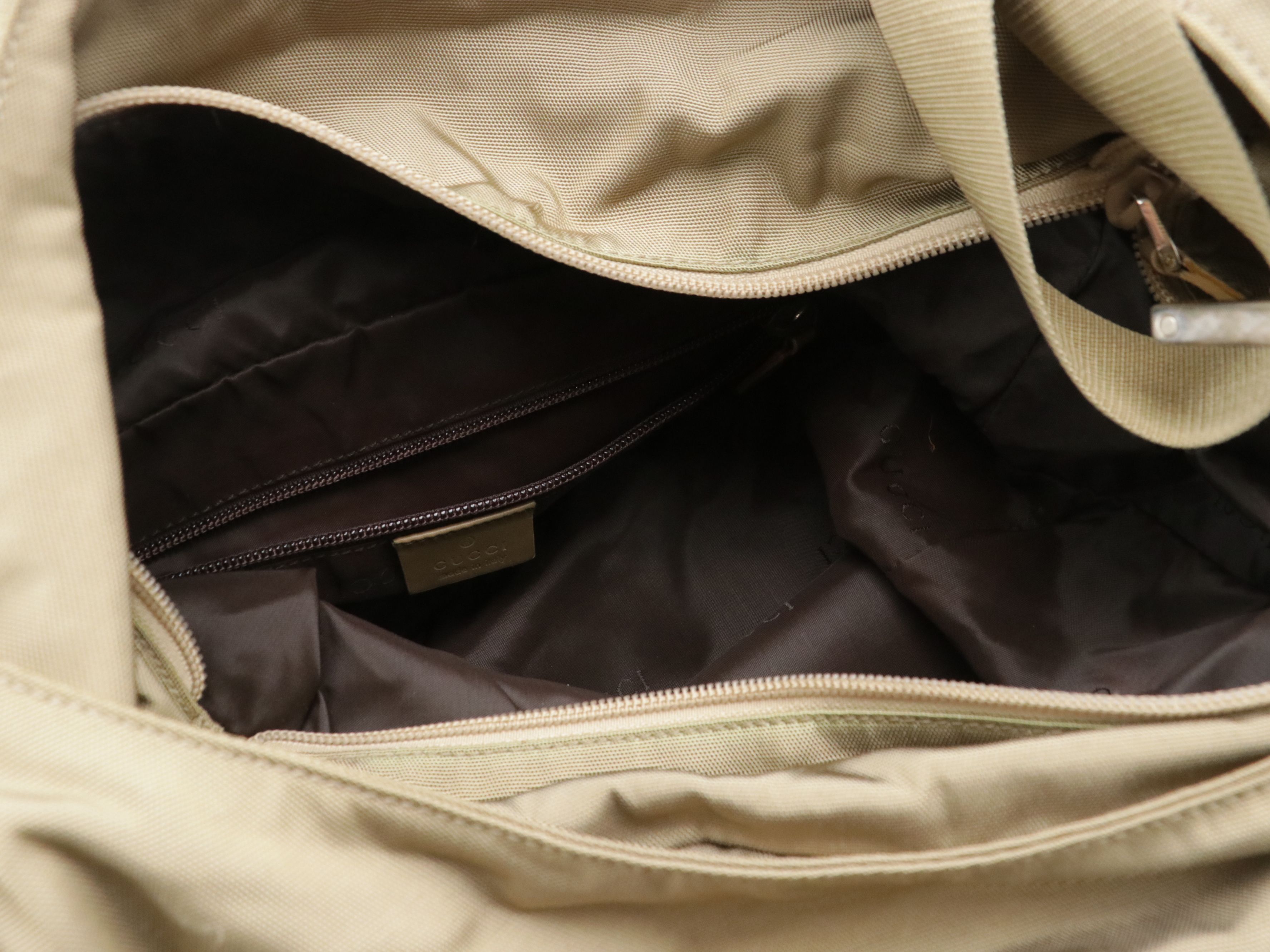 Gucci Large Multi-Pocket Shoulder Bag in Beige Nylon