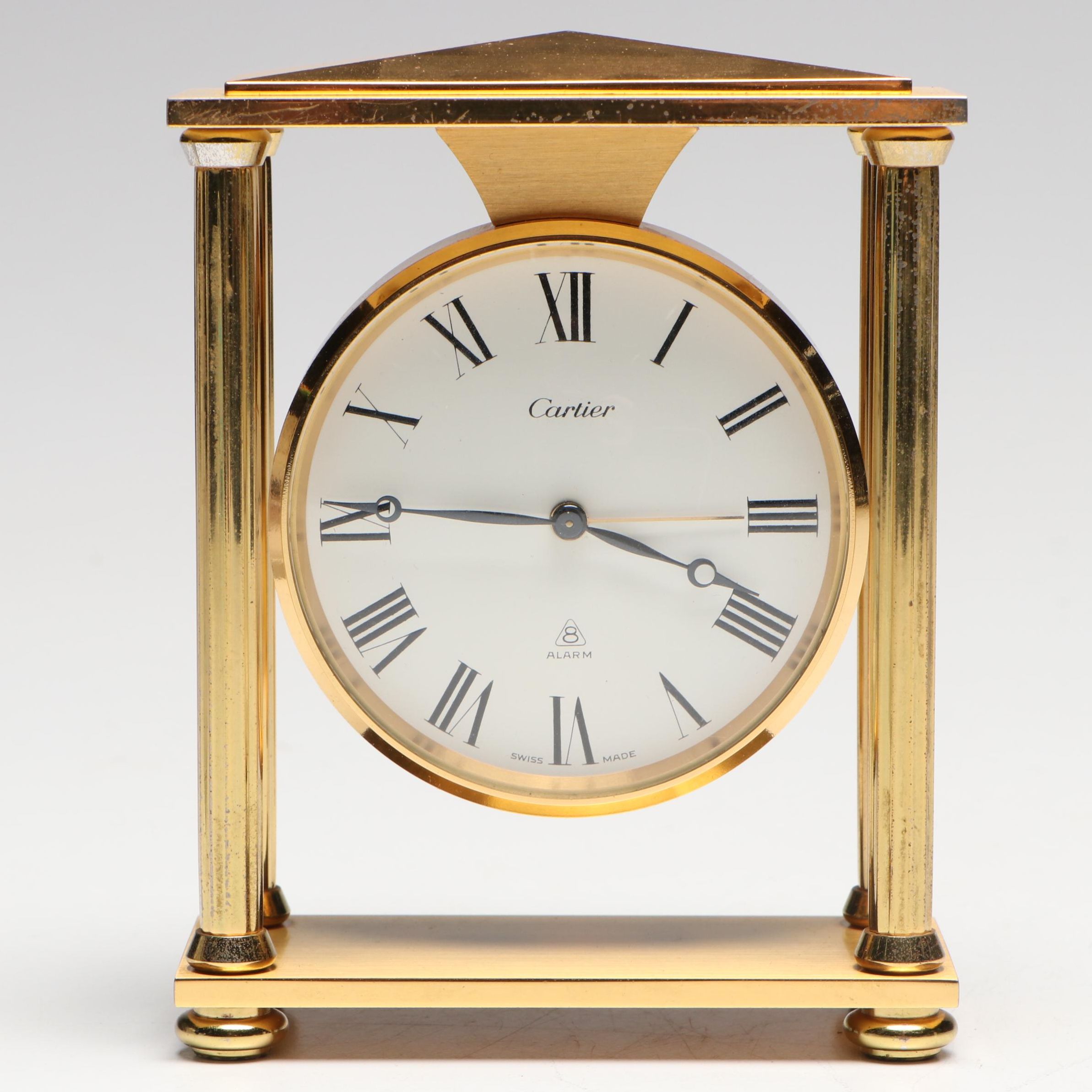 Cartier Neoclassical Style Brass Alarm Clock