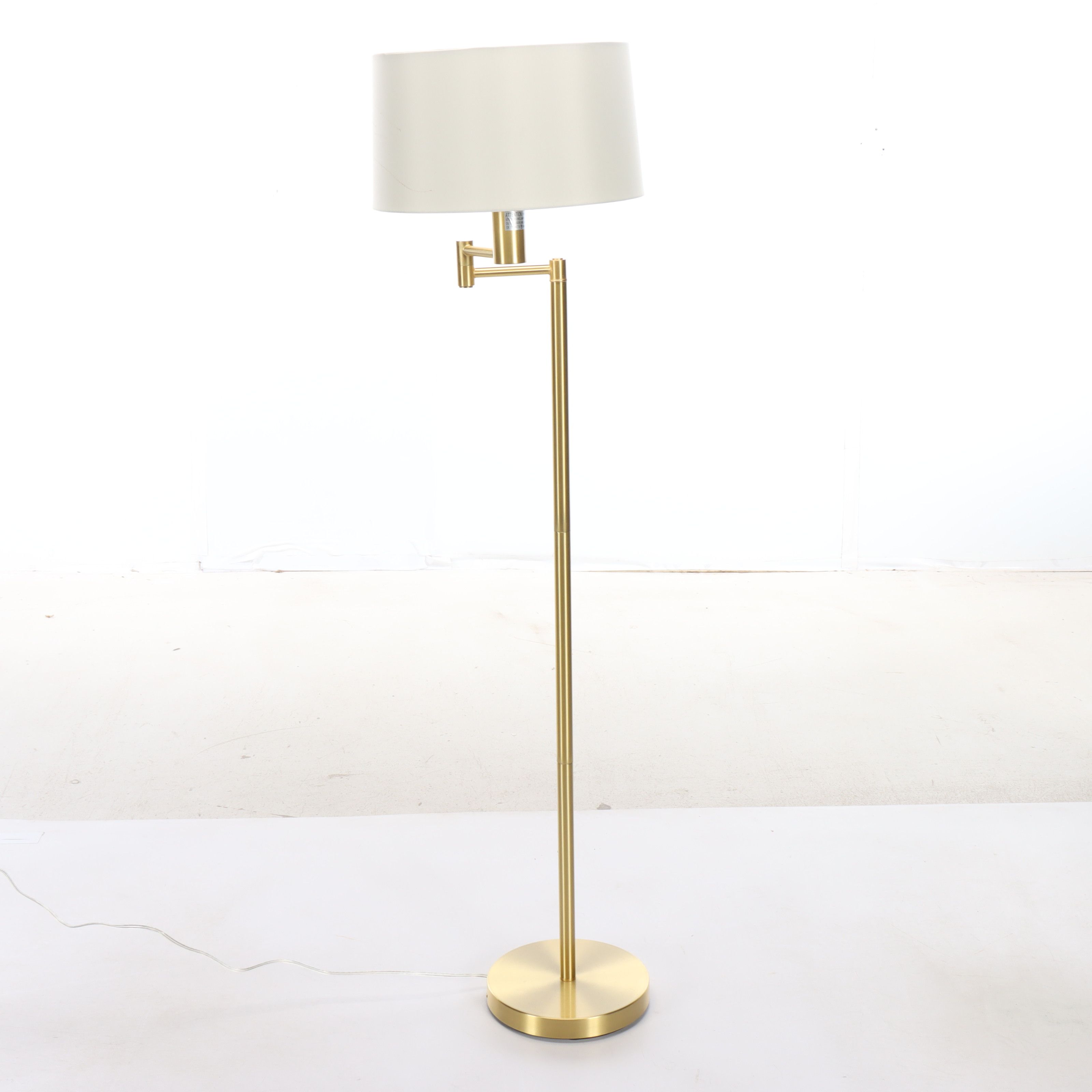 Lauren Ralph Lauren Gold Finish Swing Arm Floor Lamp with Drum Shade