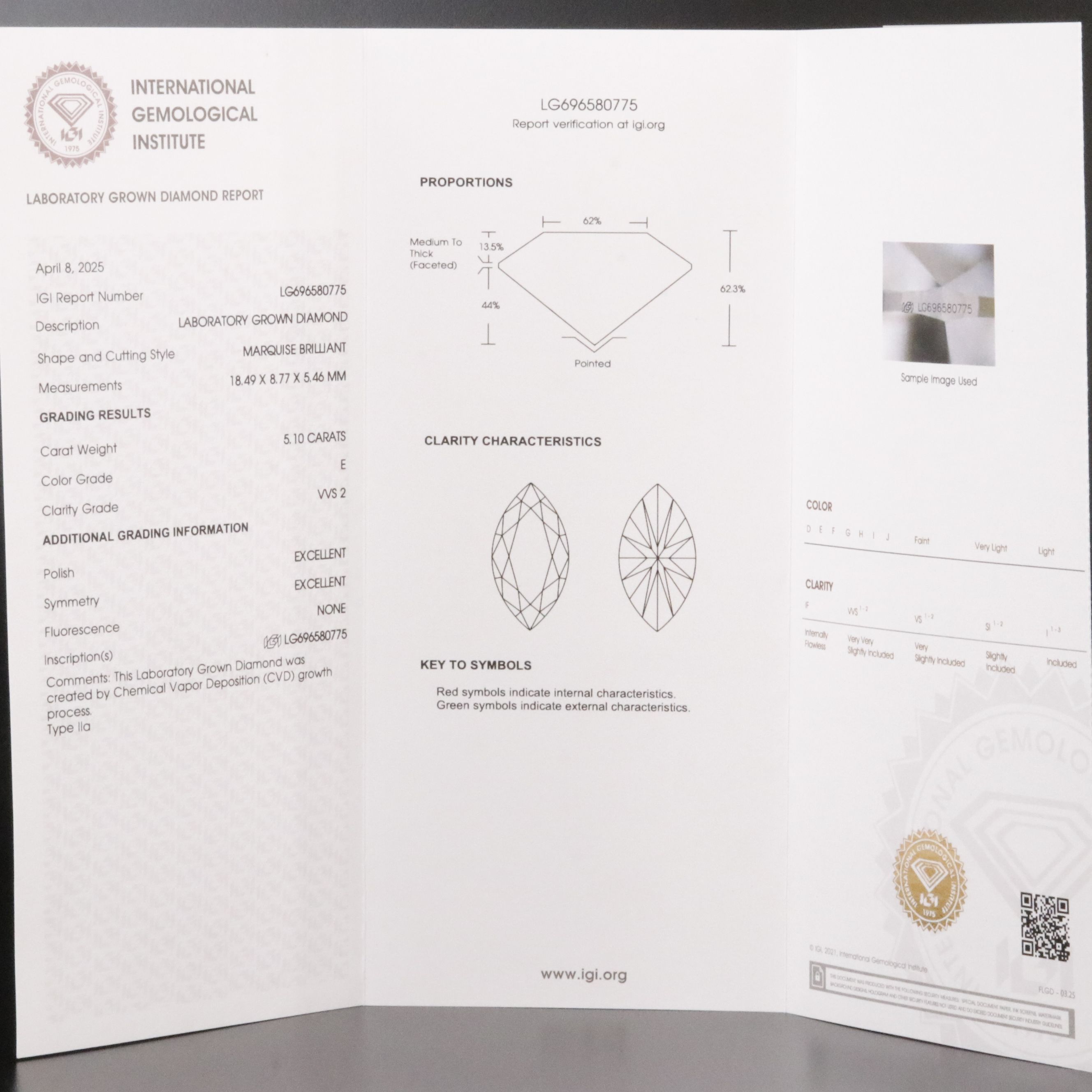 Platinum 5.10 CT Lab Grown Diamond Solitaire Ring with IGI Report